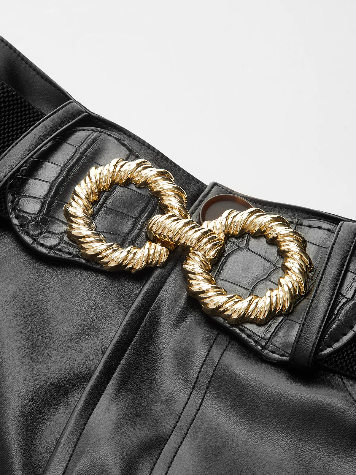 Belted Faux Leather Shorts - Wholesalesil