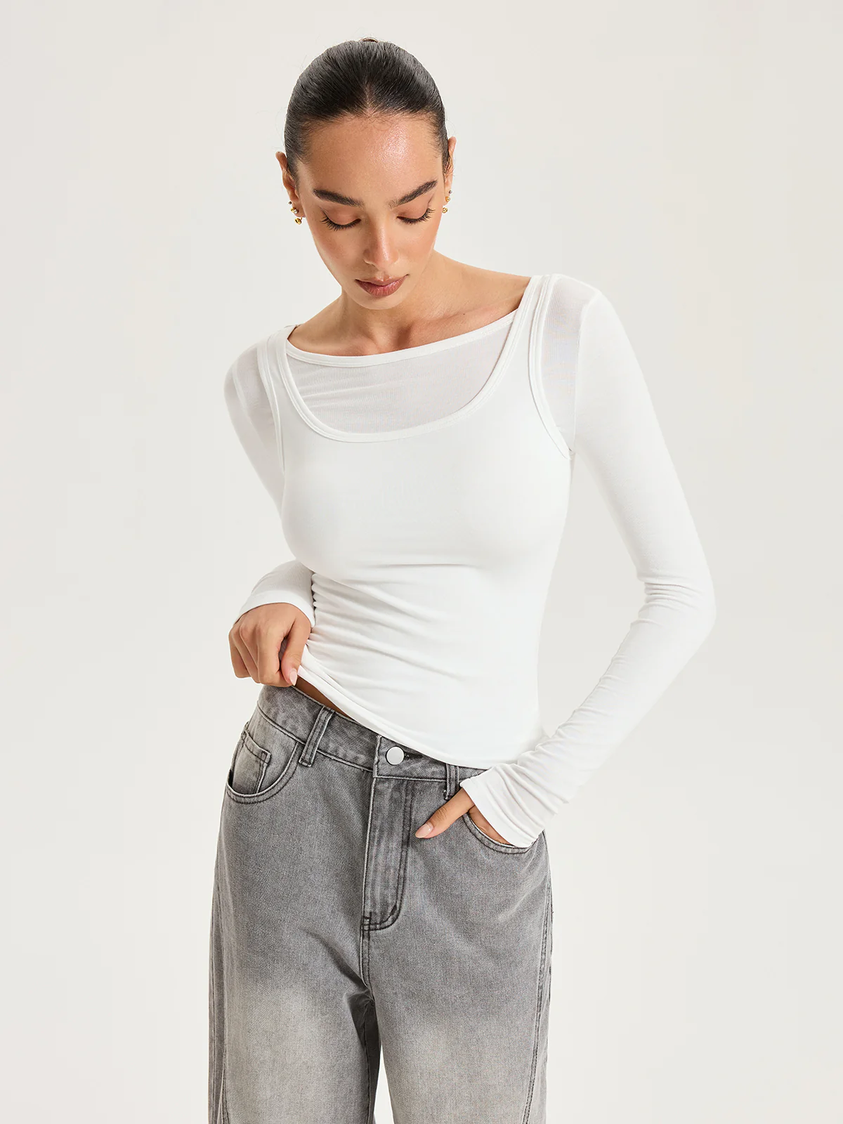 2 in 1 Long-Sleeve Top - Wholesalesil