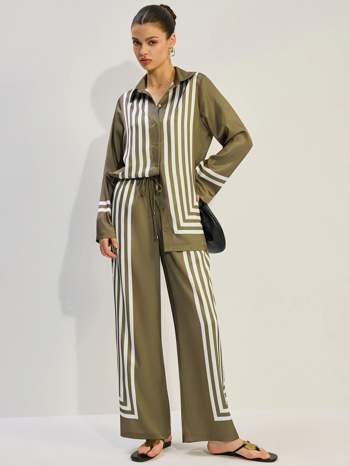 Striped Satin Pants - Wholesalesil
