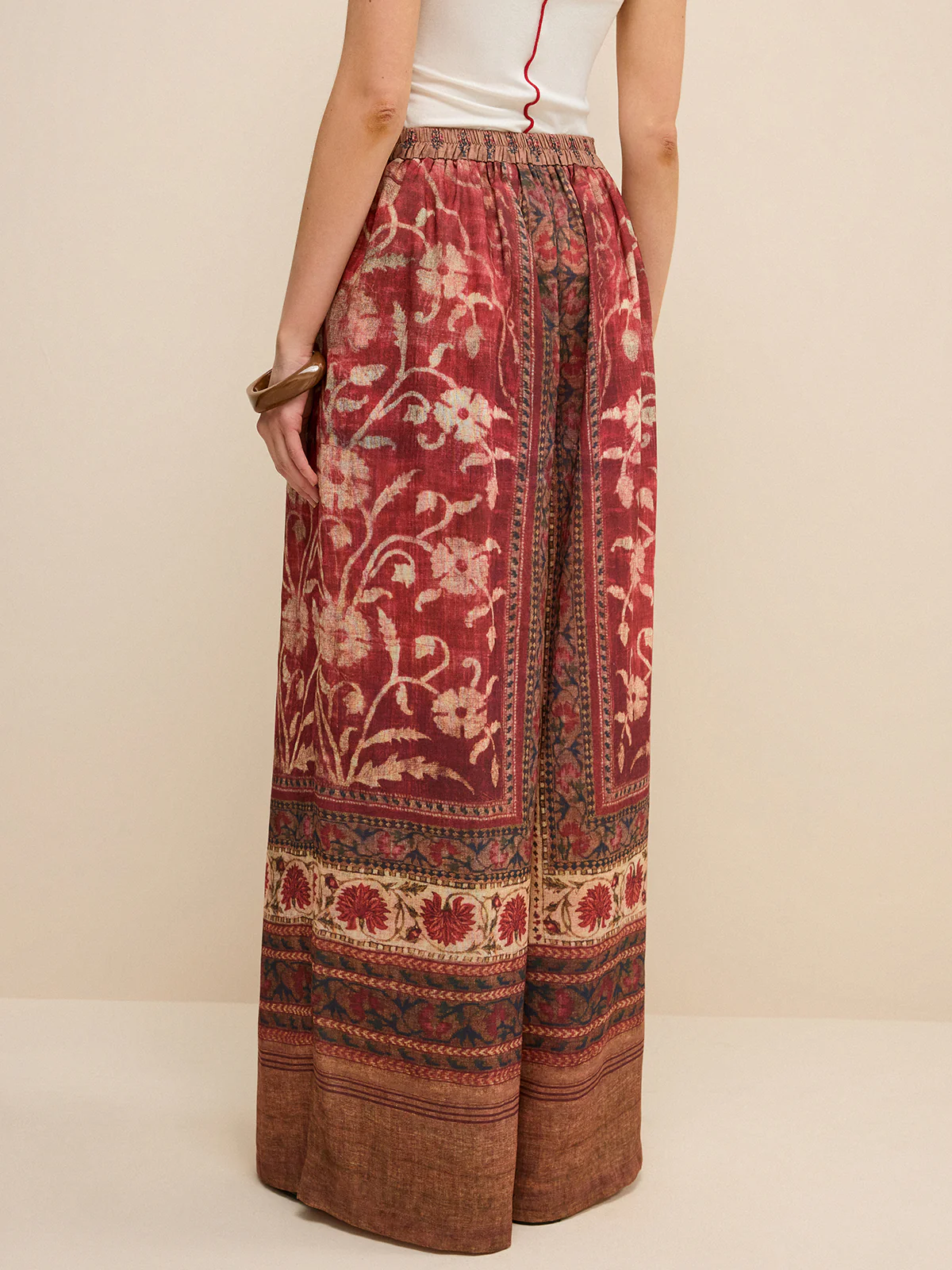 Boho Print Wide-Leg Pants - Wholesalesil