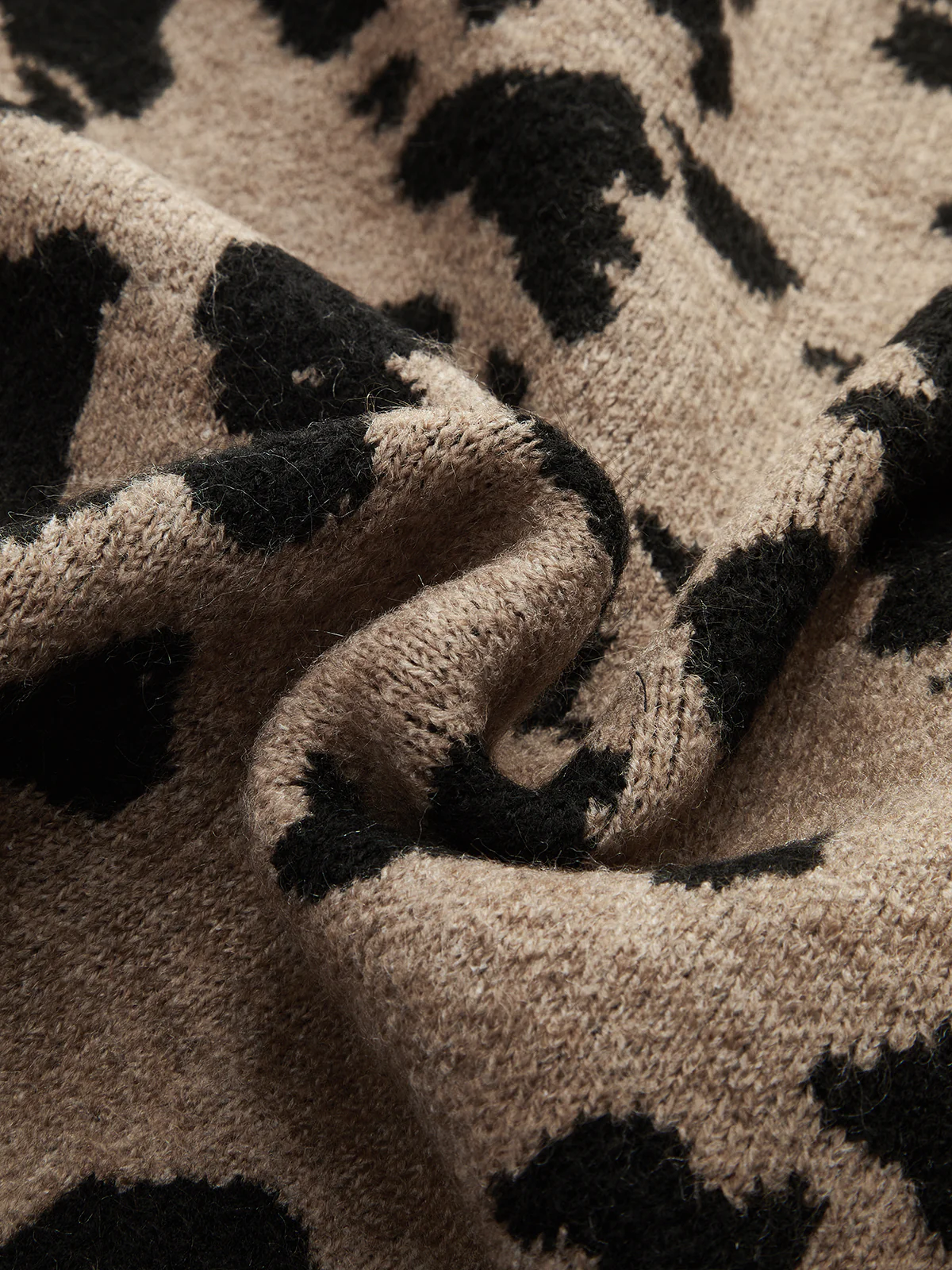 Bow Detail Leopard Print Knit Sweater - Wholesalesil