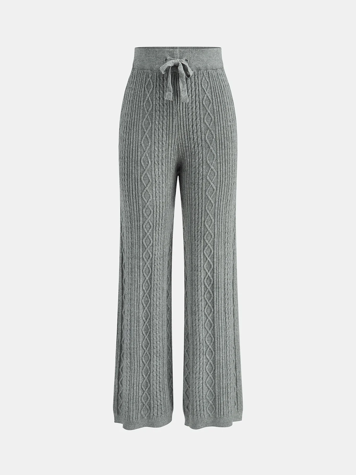 Cable Knit Mid-Waist Drawstring Pants - Wholesalesil