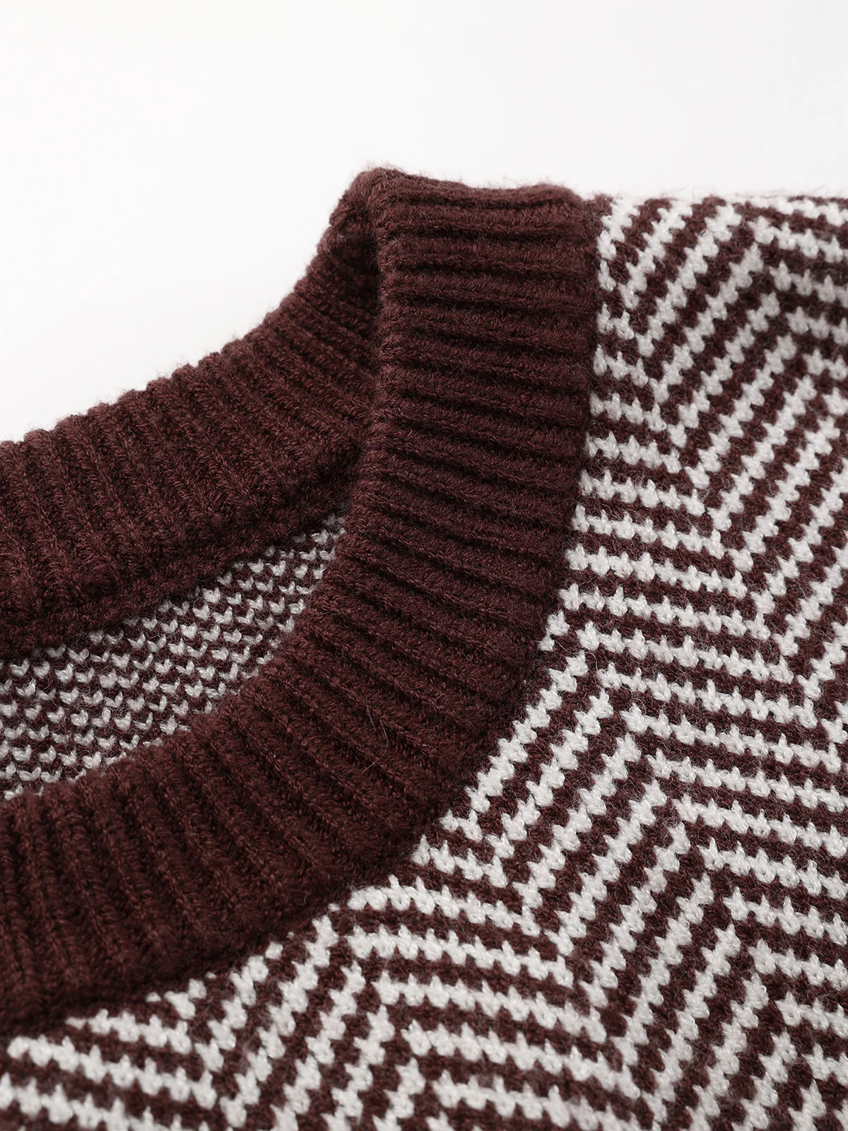 Cinched Waist Herringbone Sweater - Wholesalesil