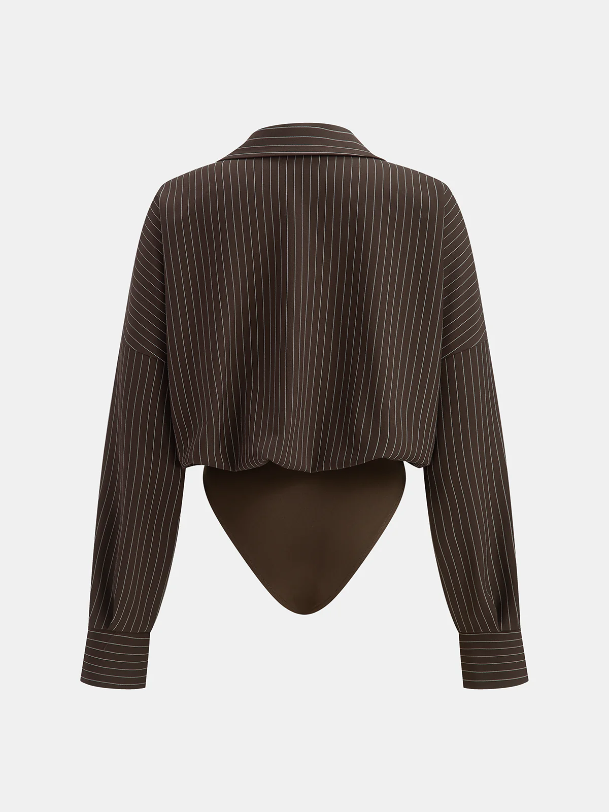 Striped Long-Sleeve Collared Bodysuit - Wholesalesil