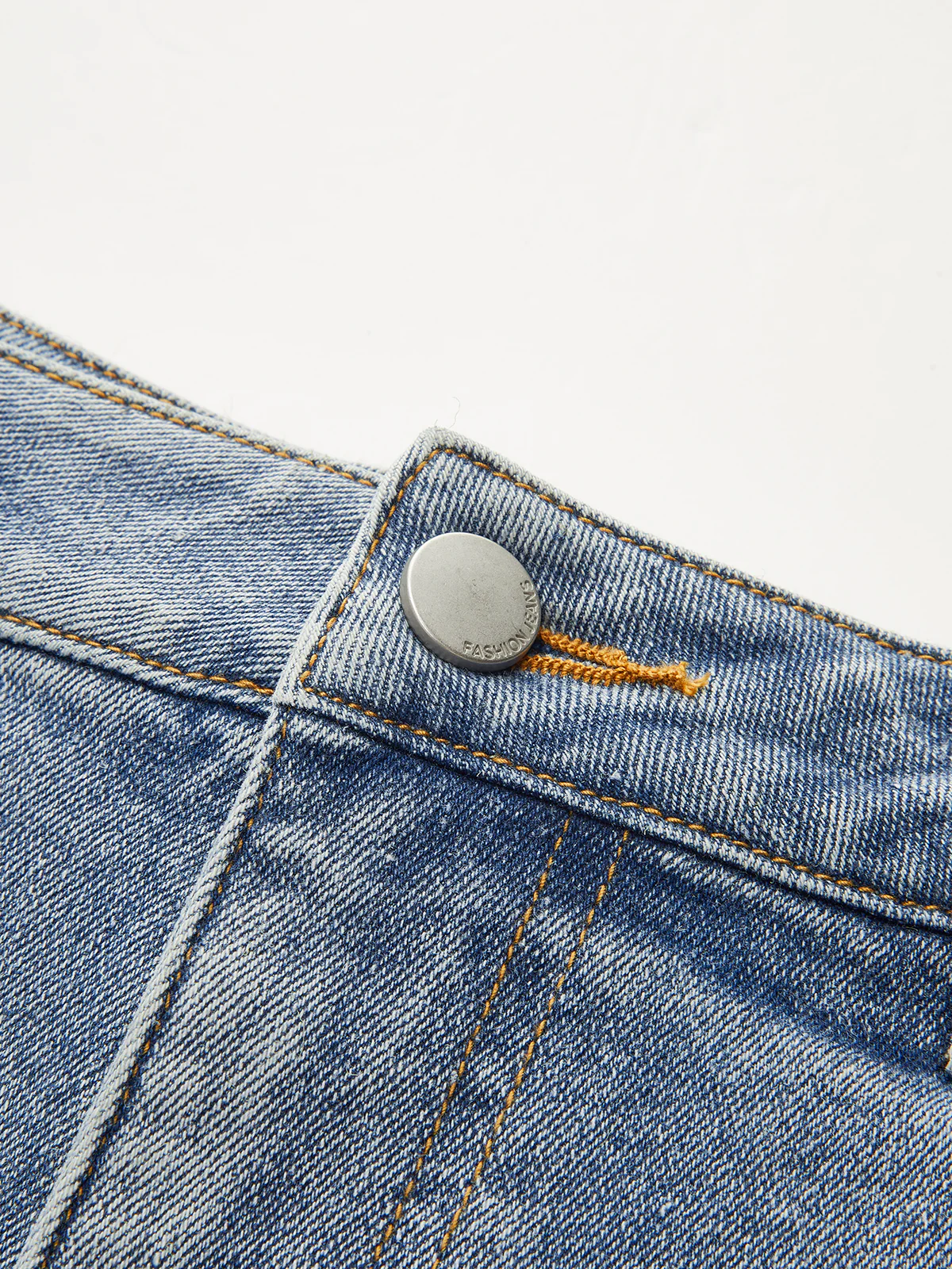 Mid-Waist Denim Panel Flared Pants - Wholesalesil