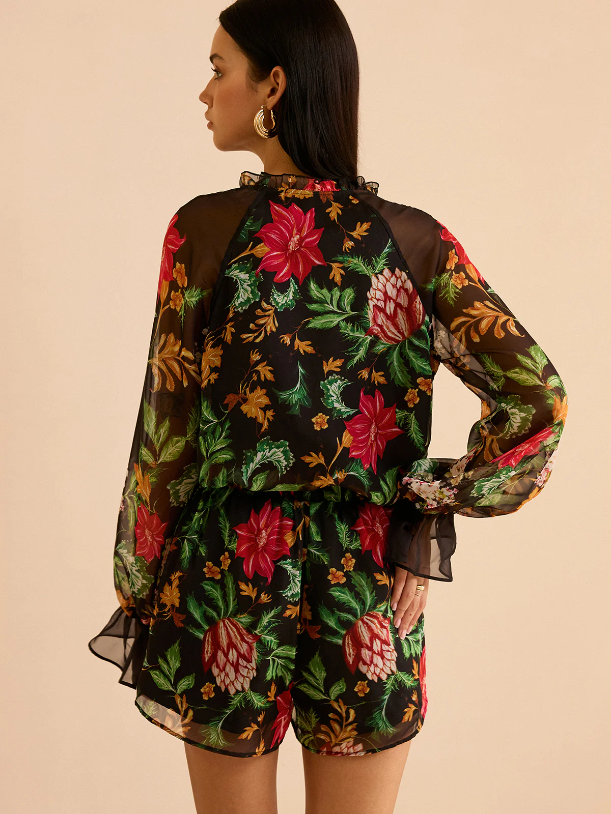 Chiffon Floral Print Blouse - Wholesalesil