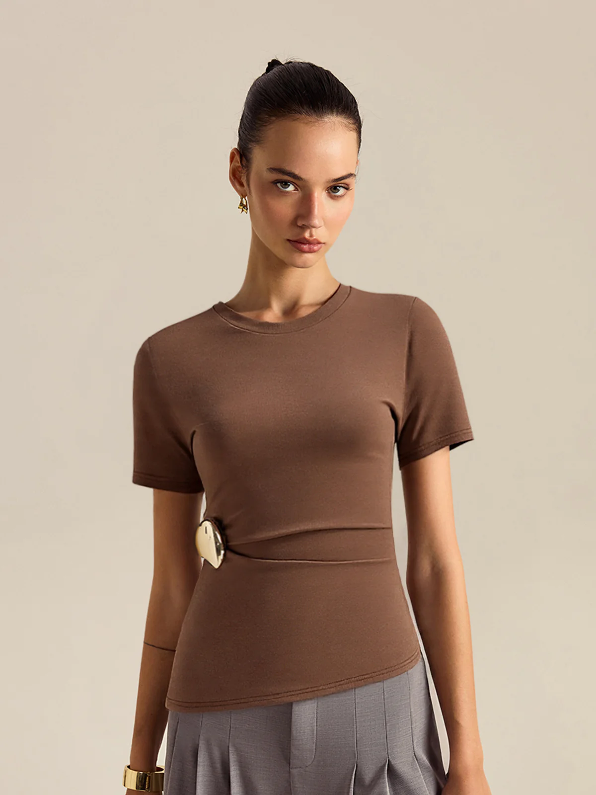 Asymmetric Short-Sleeved Top - Wholesalesil