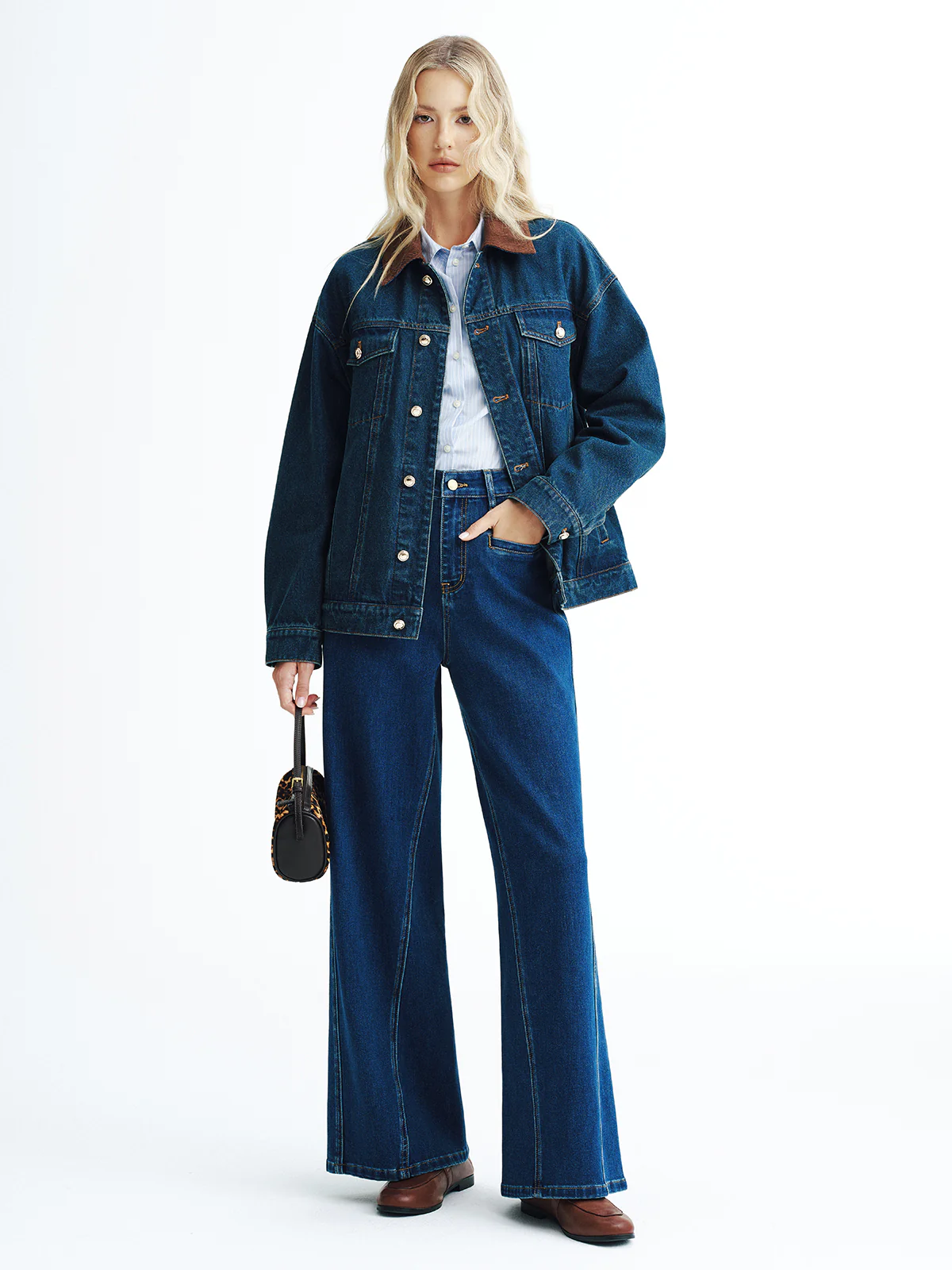 High-Waisted Denim Wide-Leg Jeans - Wholesalesil