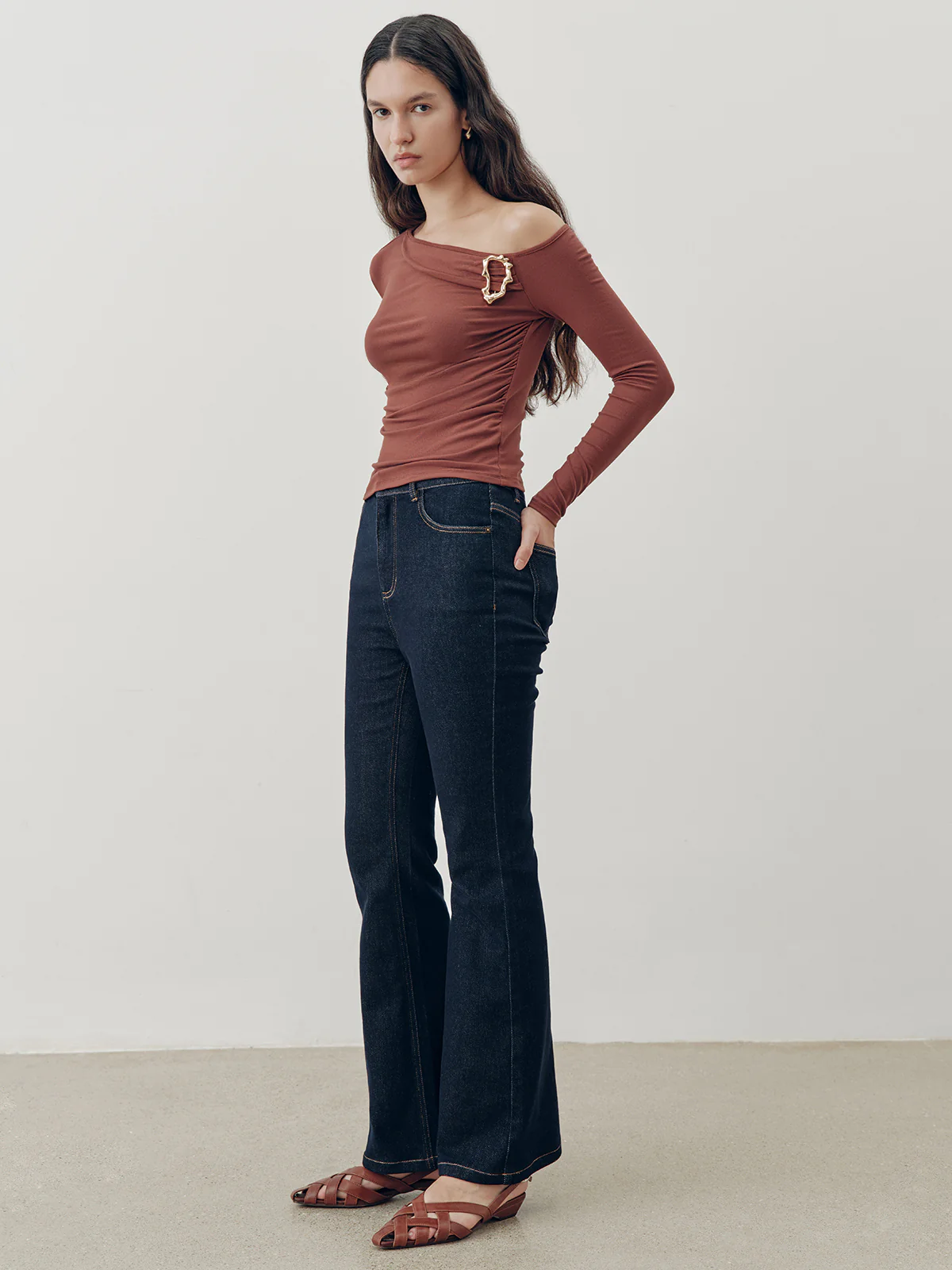 Denim Mid-Waist Flared Jeans - Wholesalesil