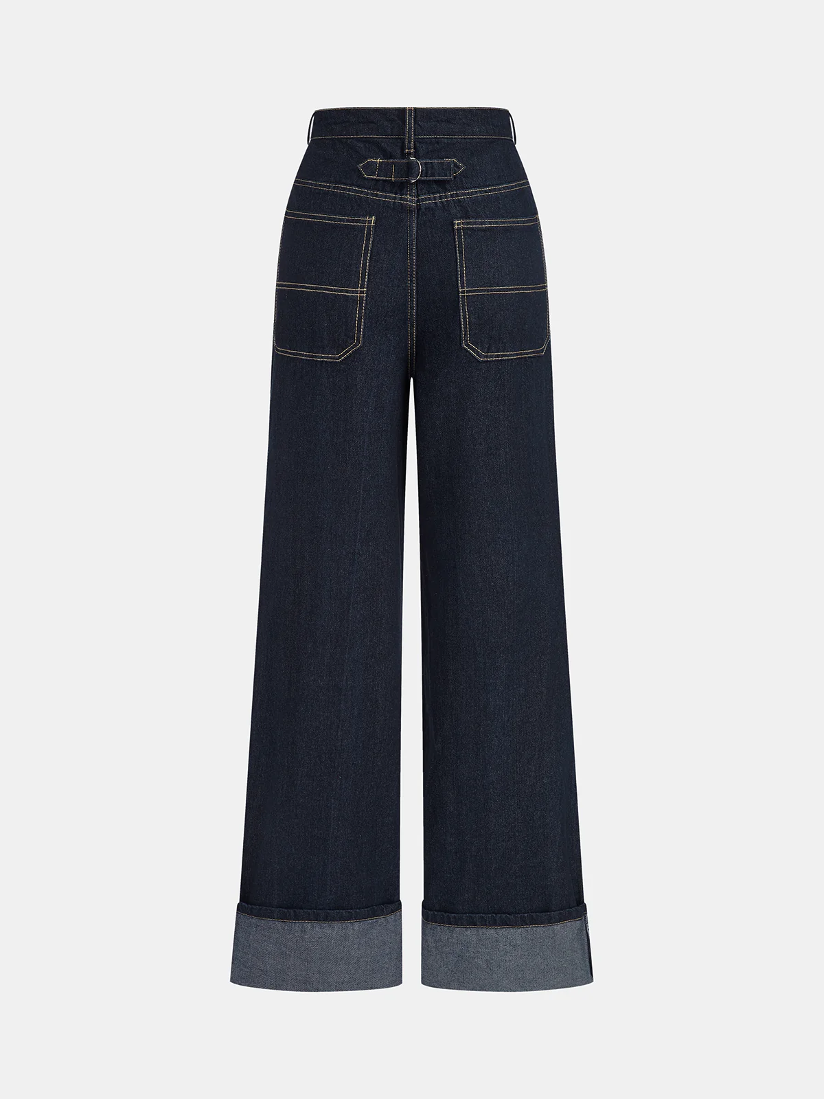 High-Waist Cuffed Wide-Leg Jeans - Wholesalesil