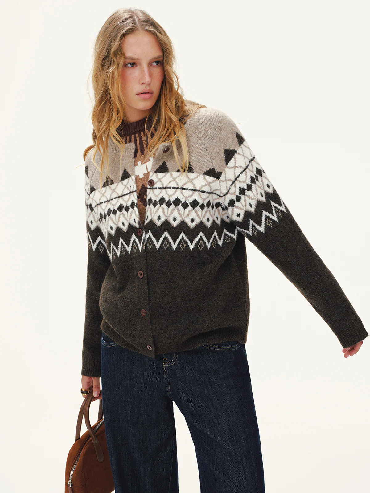 Wool-Blend Fair Isle Cardigan - Wholesalesil