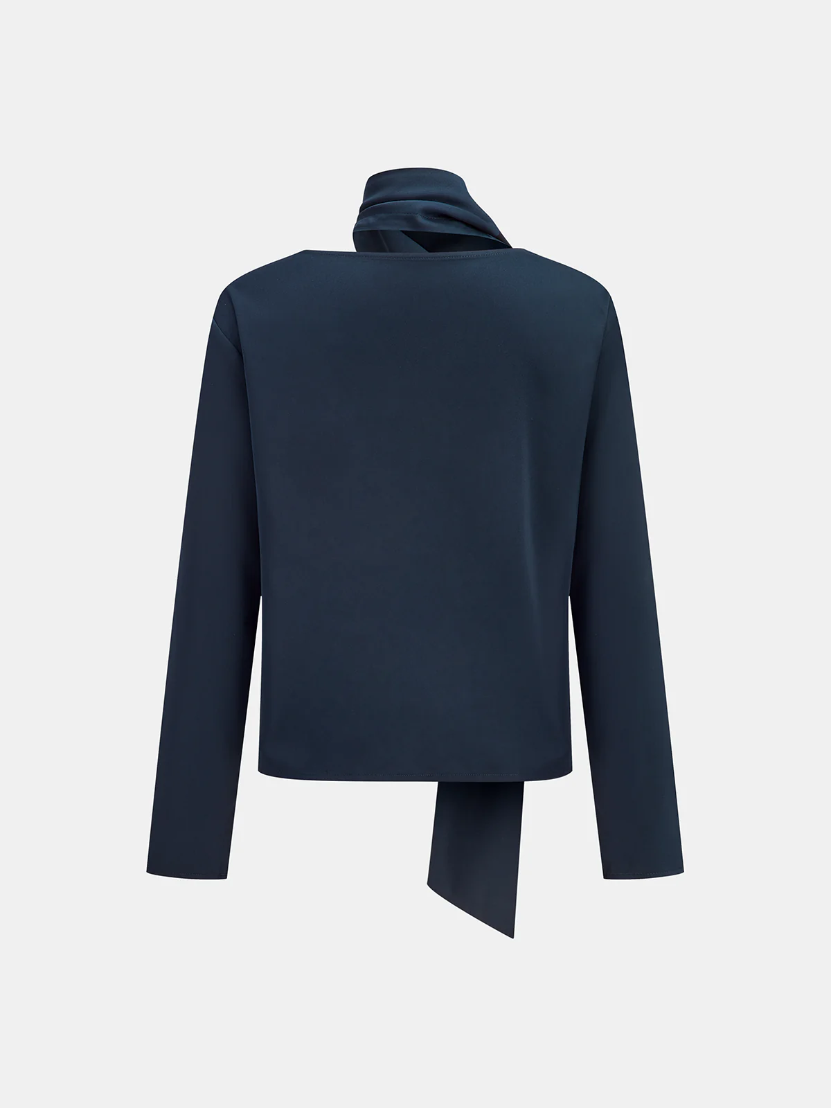 Asymmetric Tie-Neck Button Detail Satin Blouse - Wholesalesil