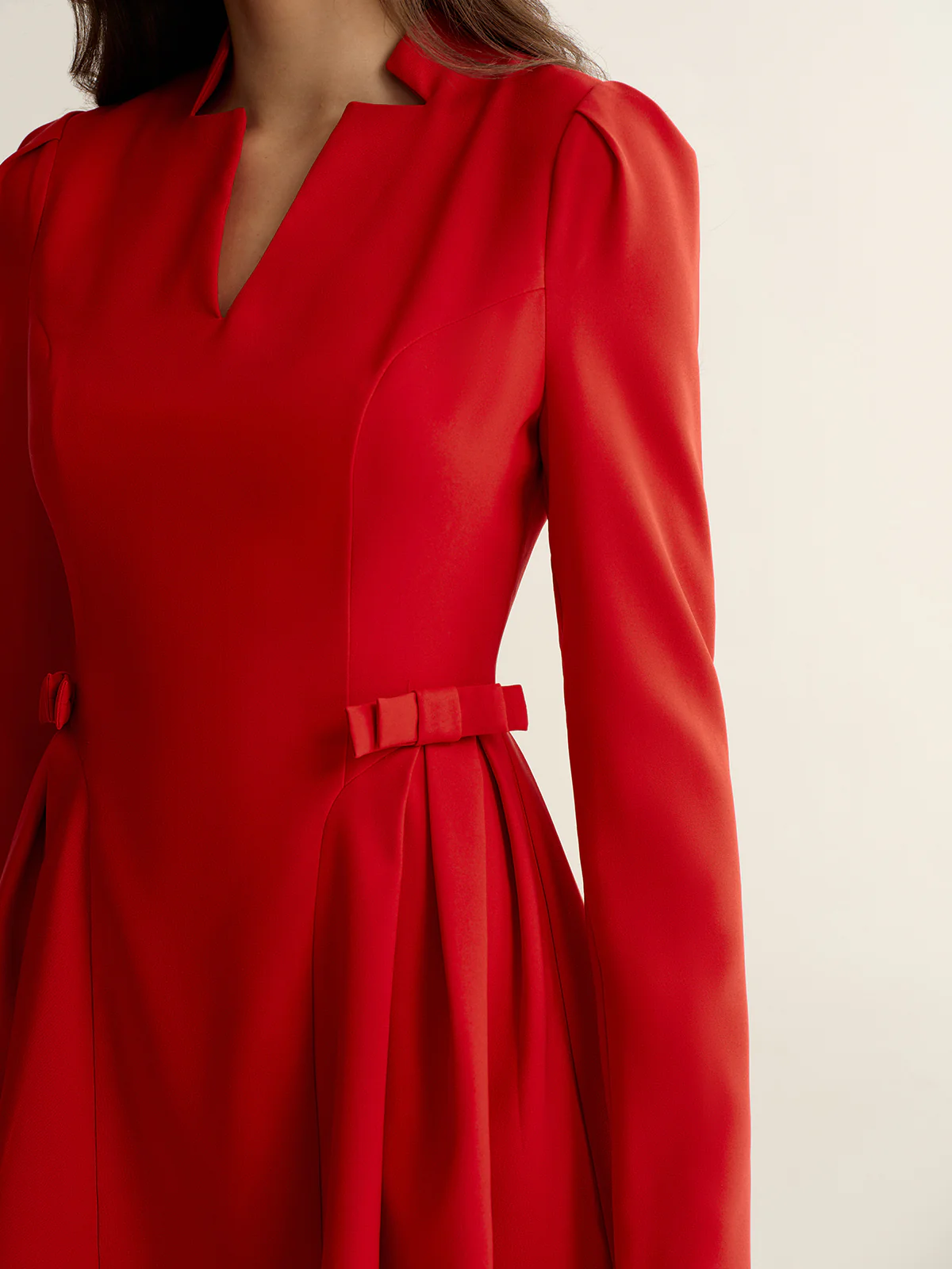 V-Neck Bow Detail Mini Dress - Wholesalesil