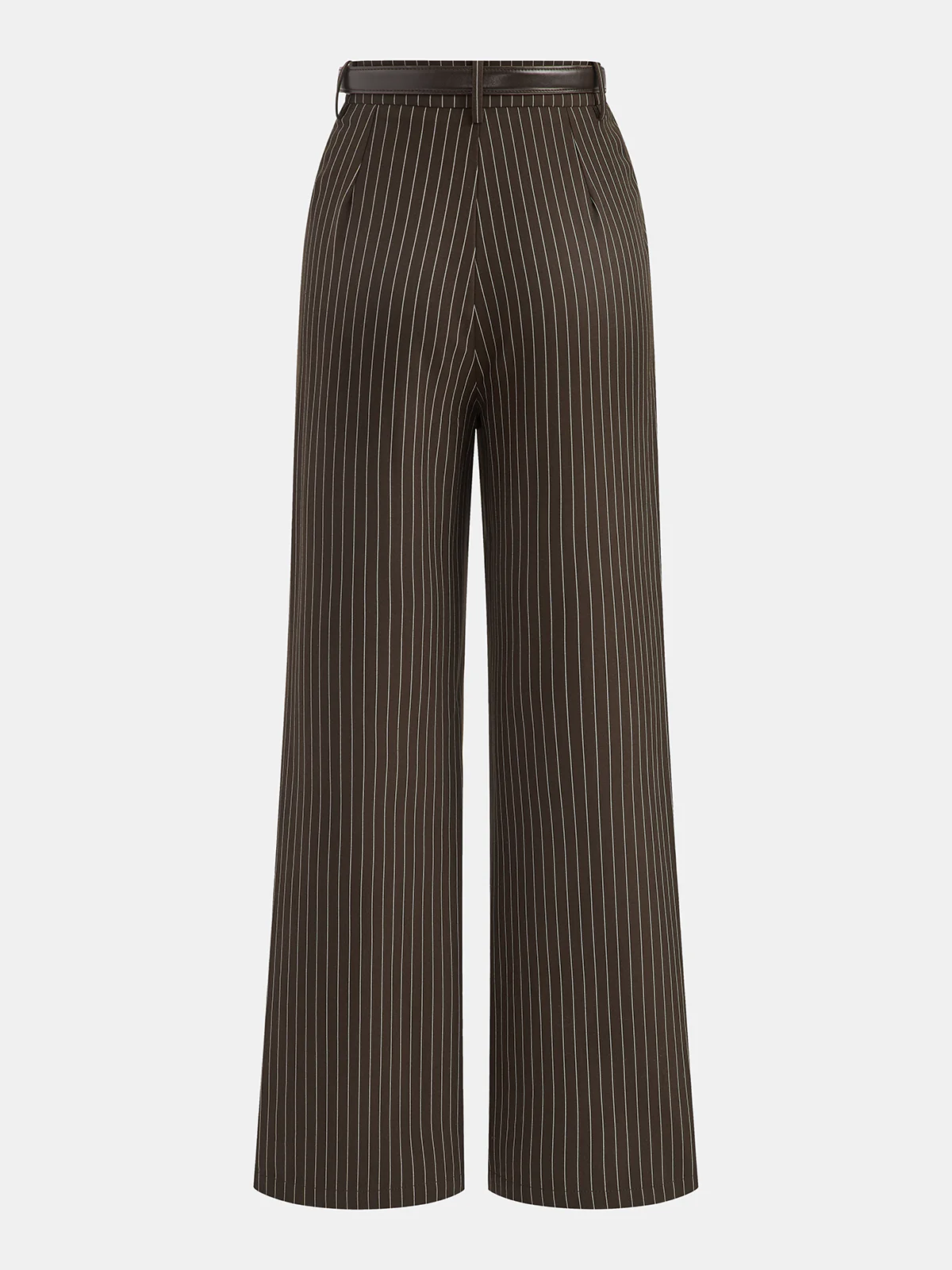 Mid-Waist Pinstripe Belted Pants - Wholesalesil