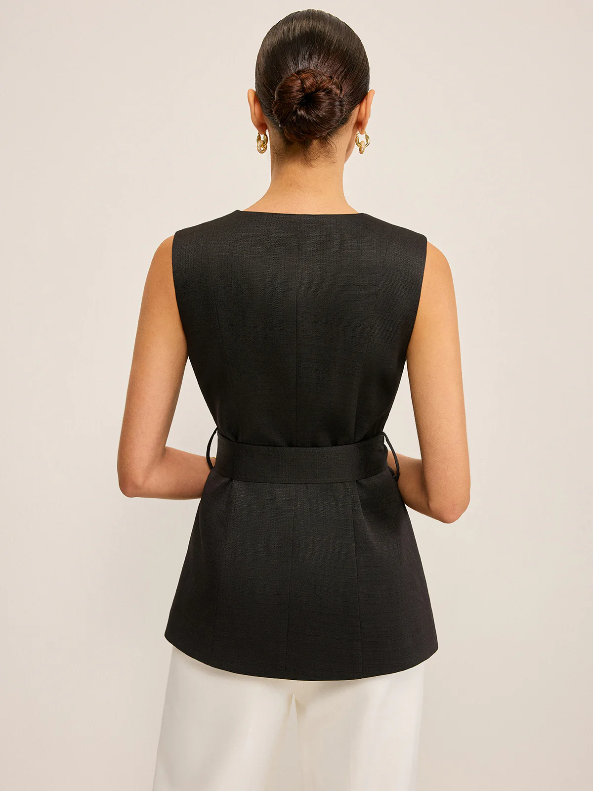 Belted Vest with 3D Sequin Flower Embellishments - Wholesalesil