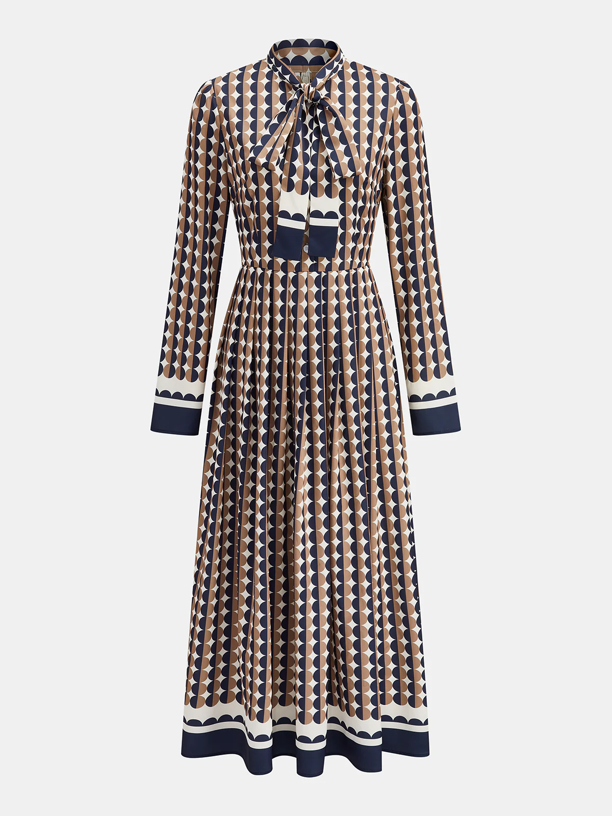 Polka Dot Tie-Neck Maxi Dress - Wholesalesil