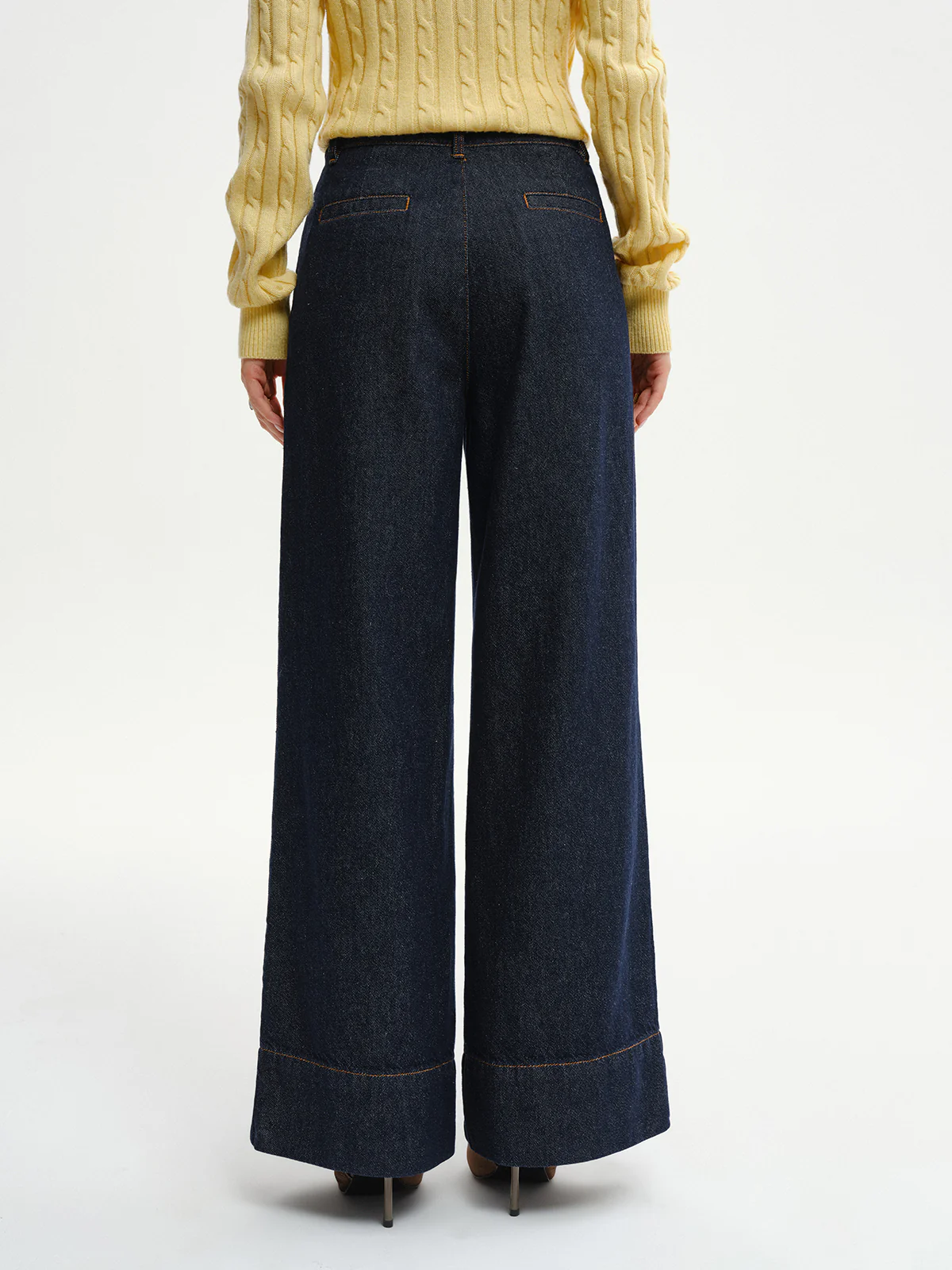 High-Waist Wide-Leg Denim Jeans - Wholesalesil