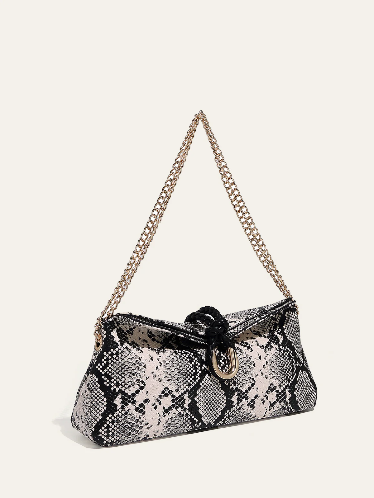 Snakeskin Patterned Chain Shoulder Bag - Wholesalesil