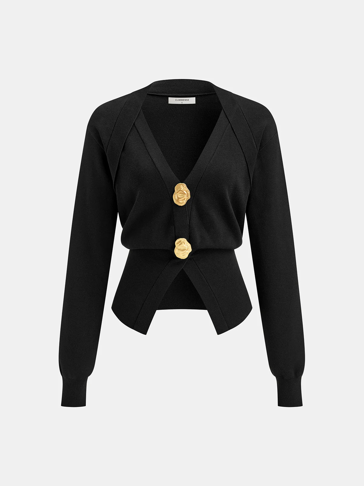 Metal Button V-Neck Knit Cardigan - Wholesalesil