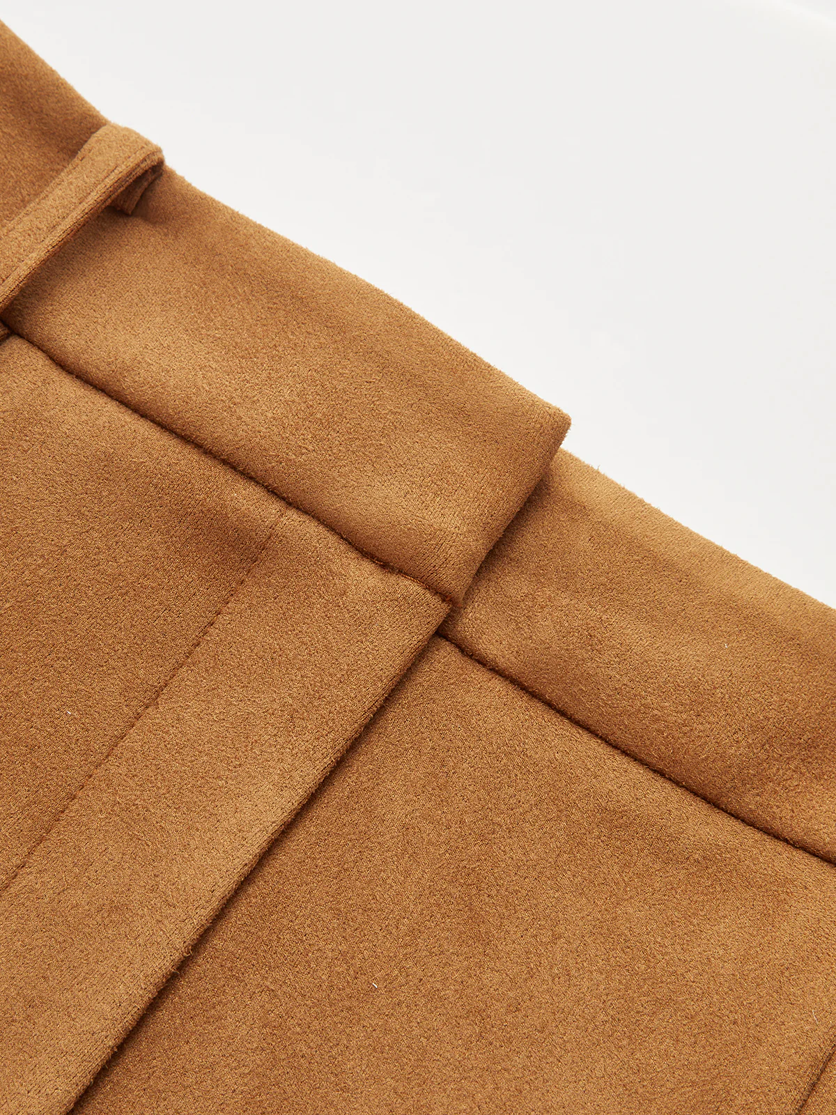 Suede Effect Mid-Waist Paneled Pants - Wholesalesil