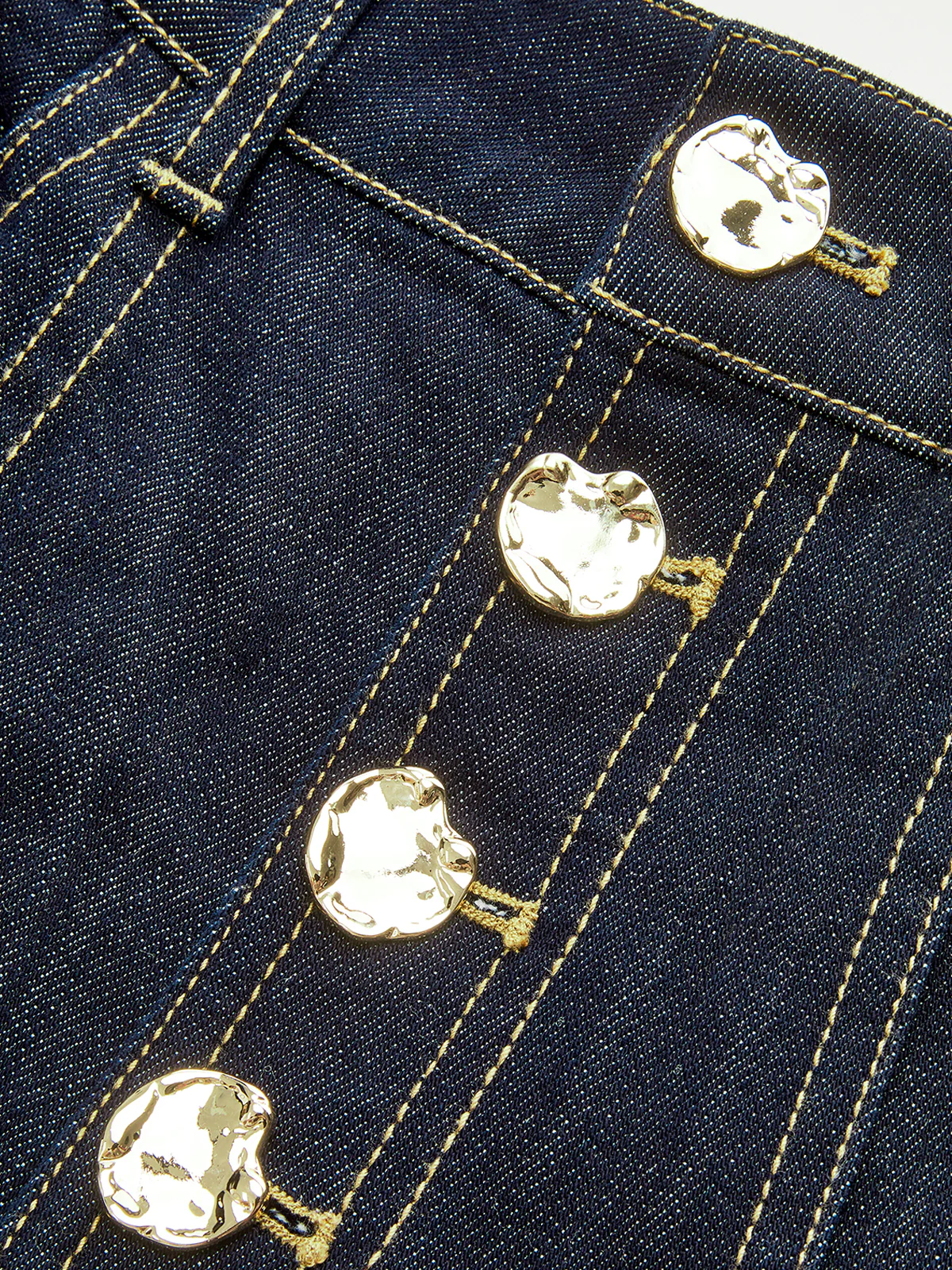 High-Waist Button Wide-Leg Denim Pants - Wholesalesil