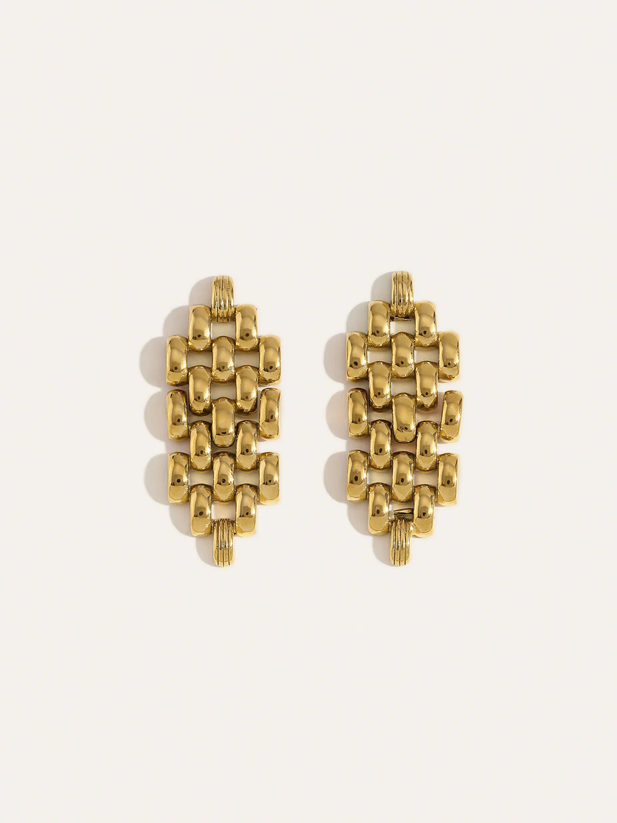 Golden Linked Drop Earrings - Wholesalesil