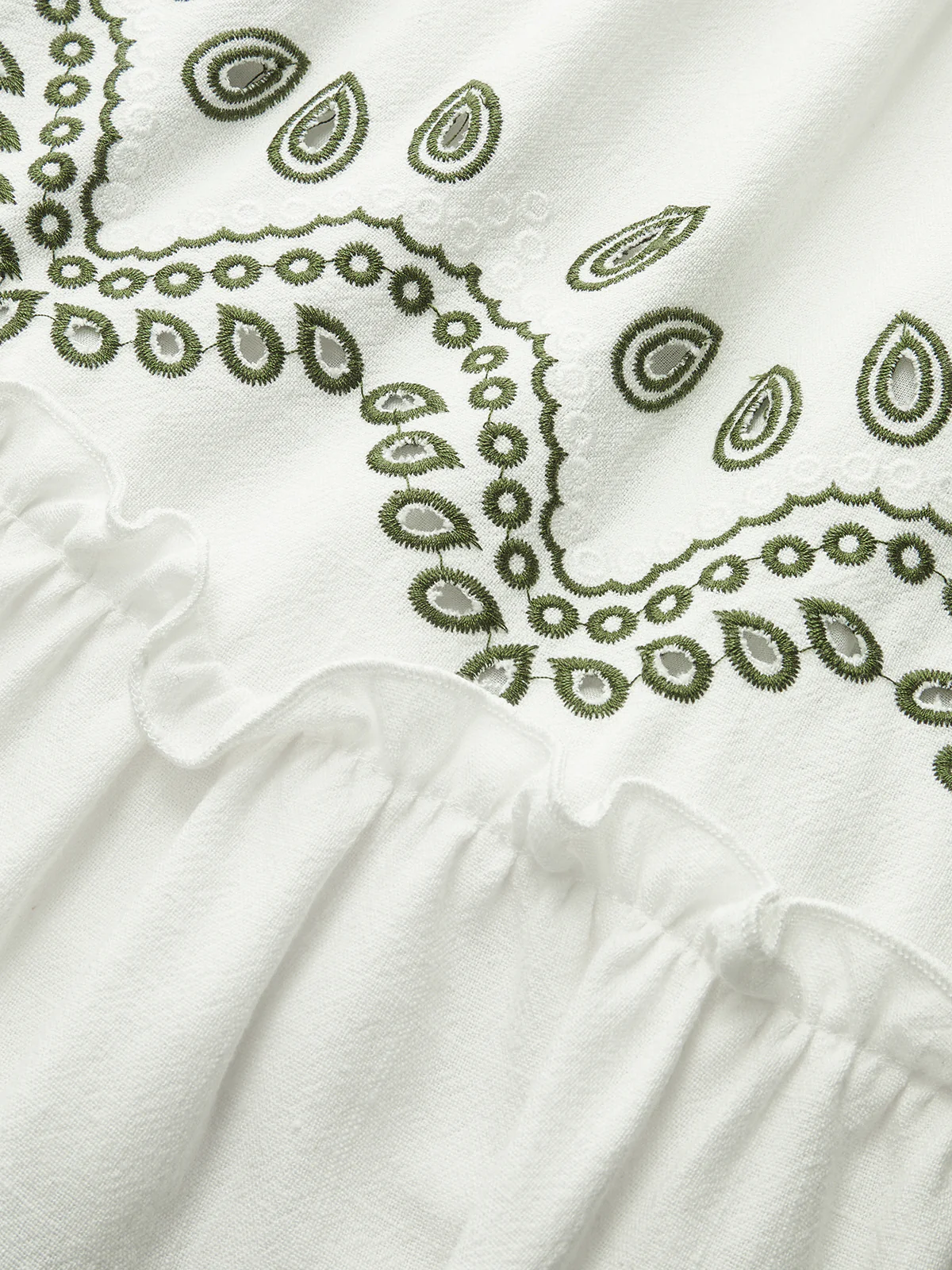 Linen & Cotton Embroidered Belted Mini Dress - Wholesalesil