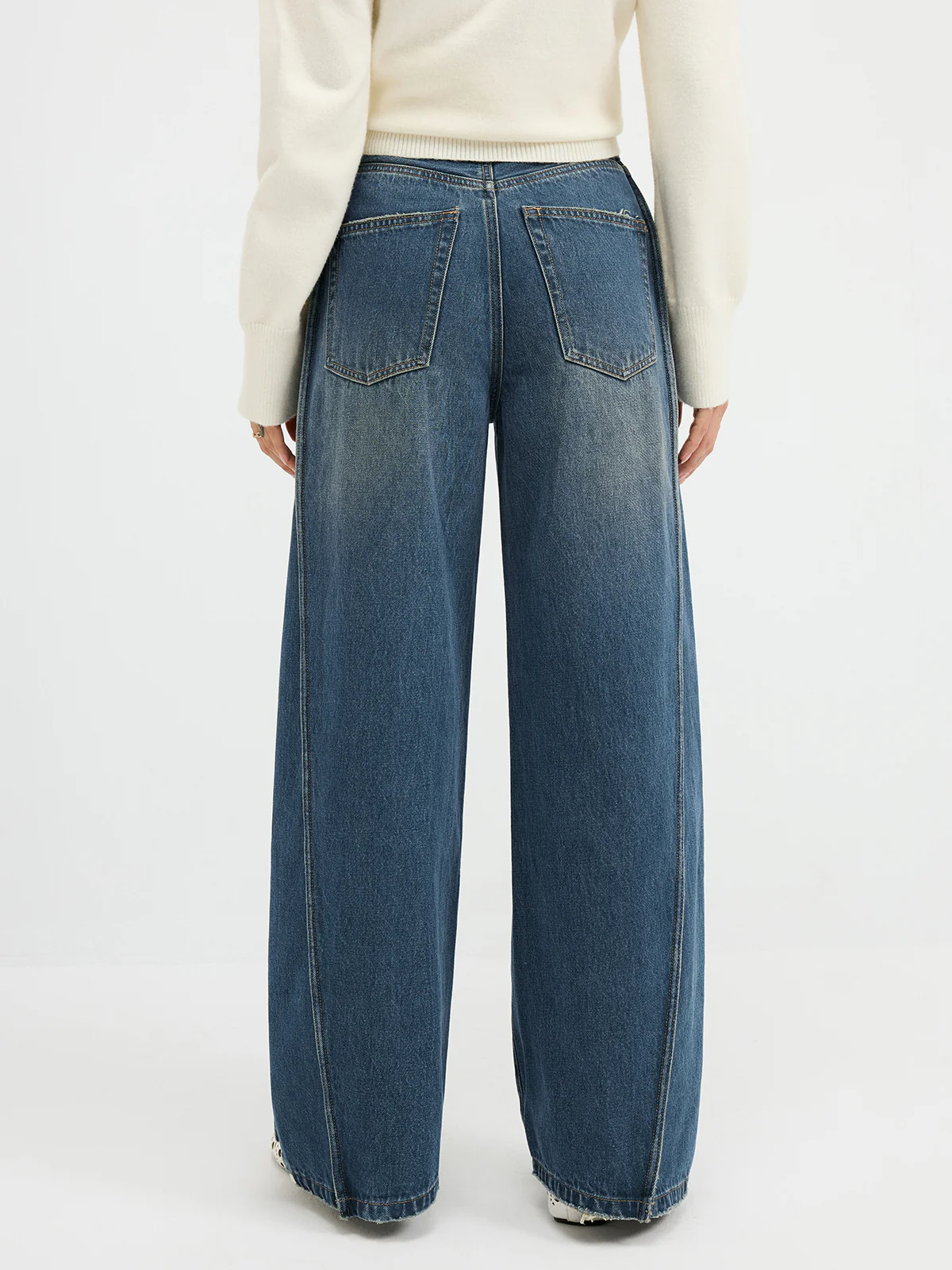Side Panel Detail Mid-Waist Jeans - Wholesalesil