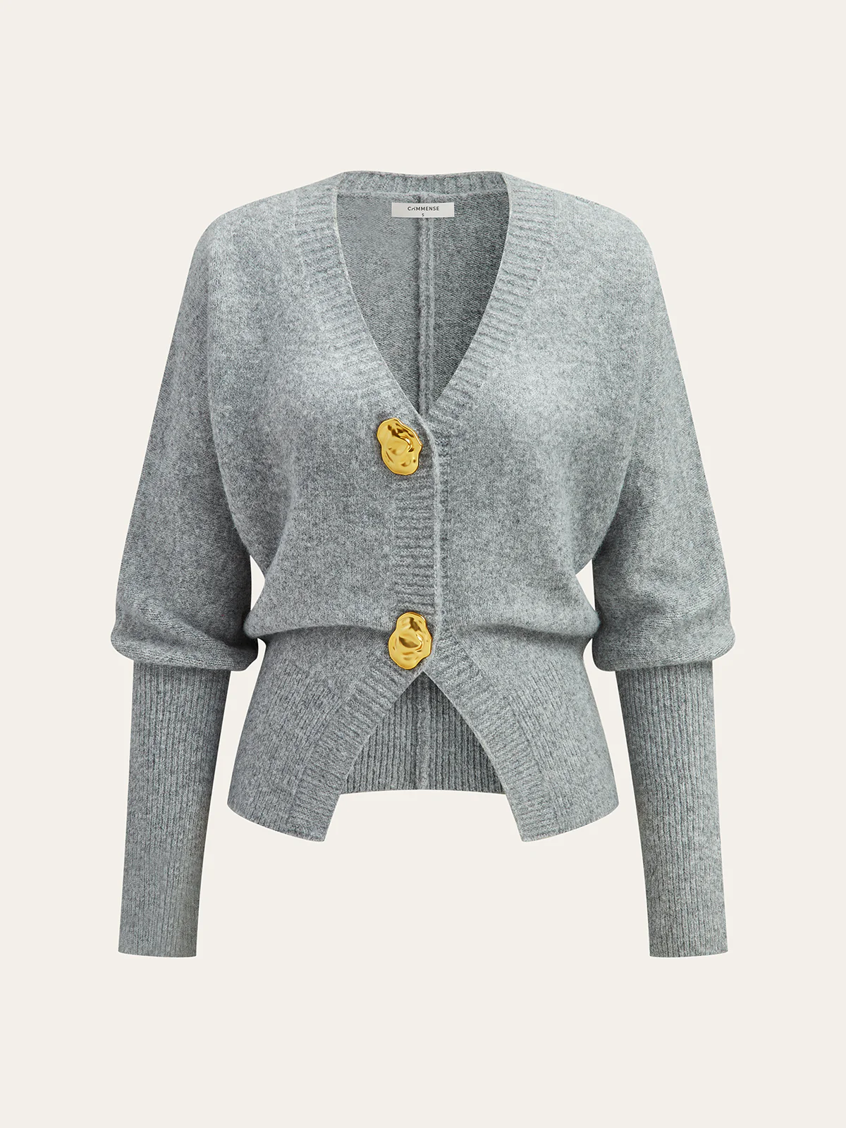 Metal Button Wool Blend Cardigan - Wholesalesil