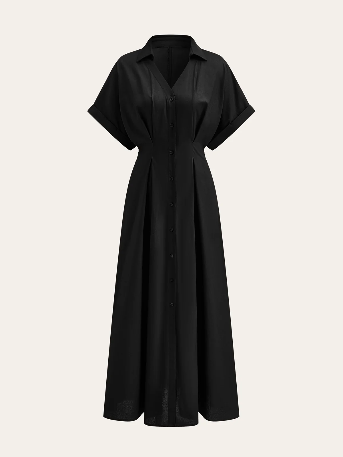 Pleated Button-Front Shirt Dress - Wholesalesil