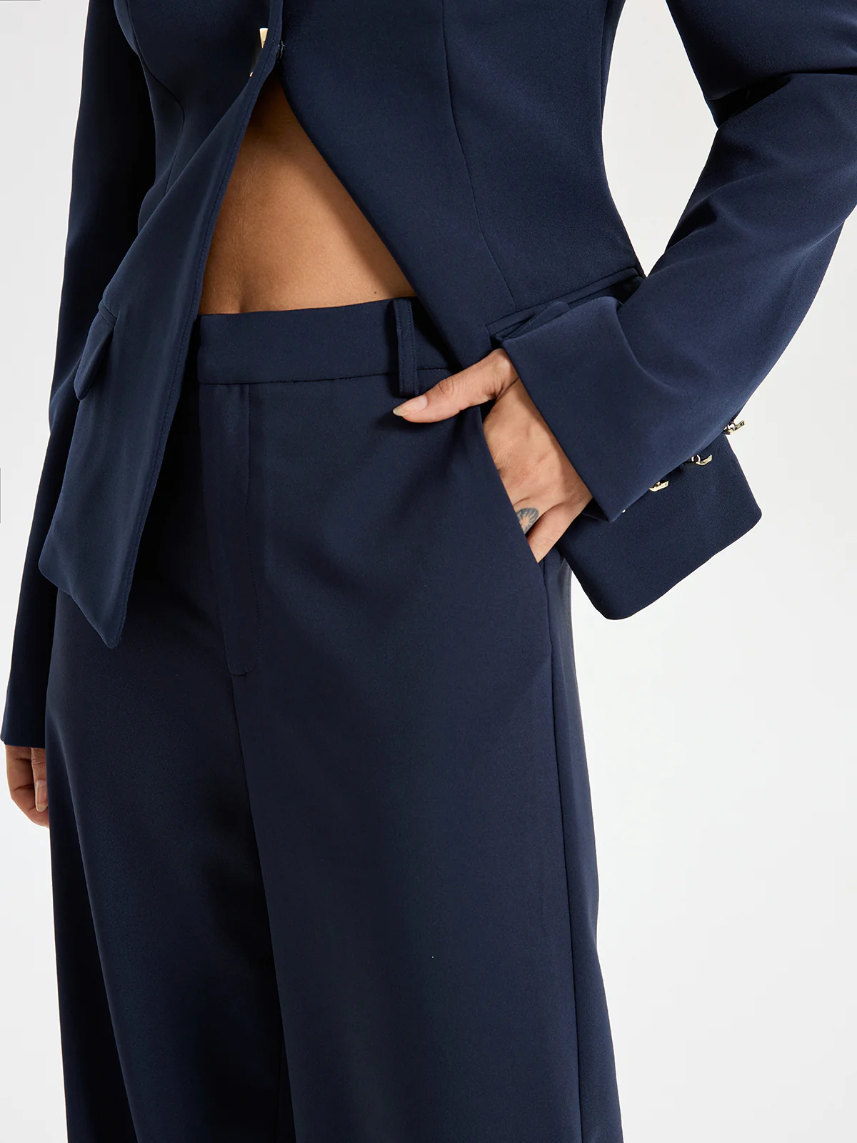 High-Waist Straight-Leg Pants - Wholesalesil