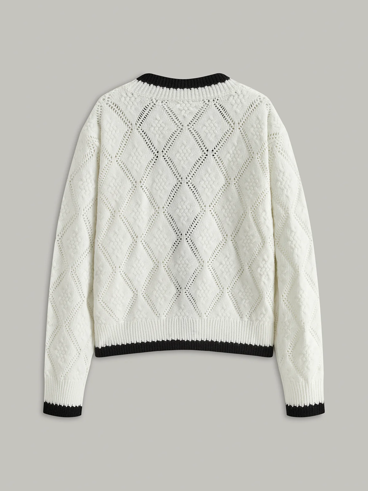 Contrast Trim Tie-Front Knit Cardigan - Wholesalesil