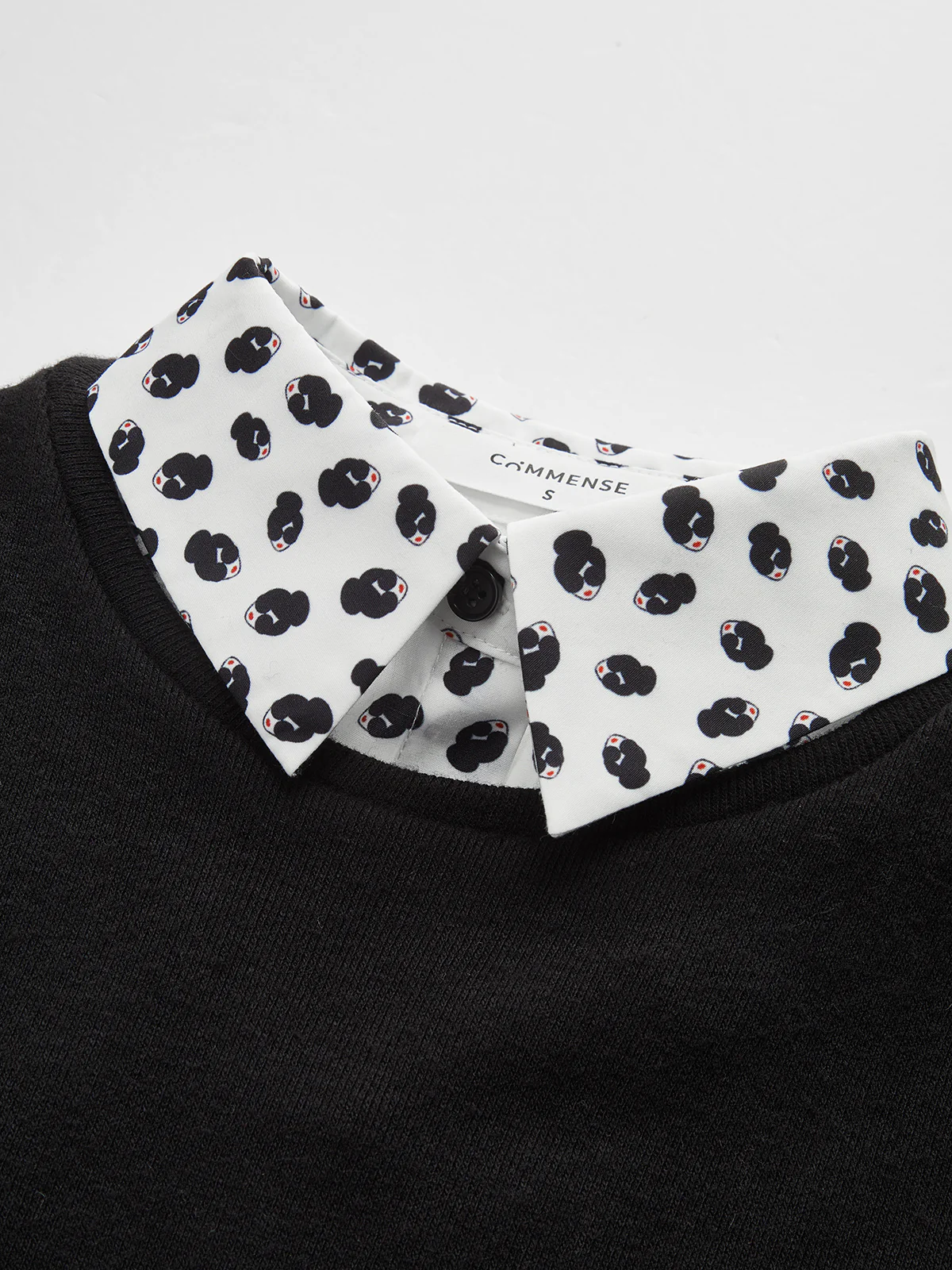 Detachable Printed Collar Knit Blouse - Wholesalesil