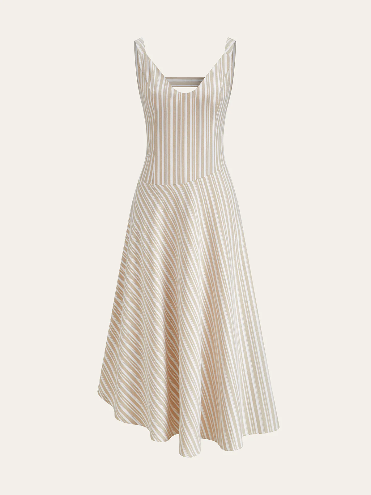 Striped Asymmetriccal Hem Midi Dress - Wholesalesil