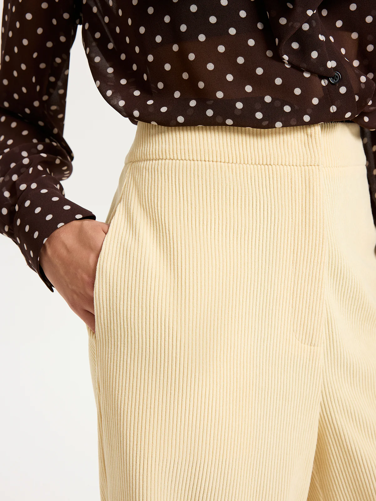 High-Waist Corduroy Wide-Leg Pants - Wholesalesil