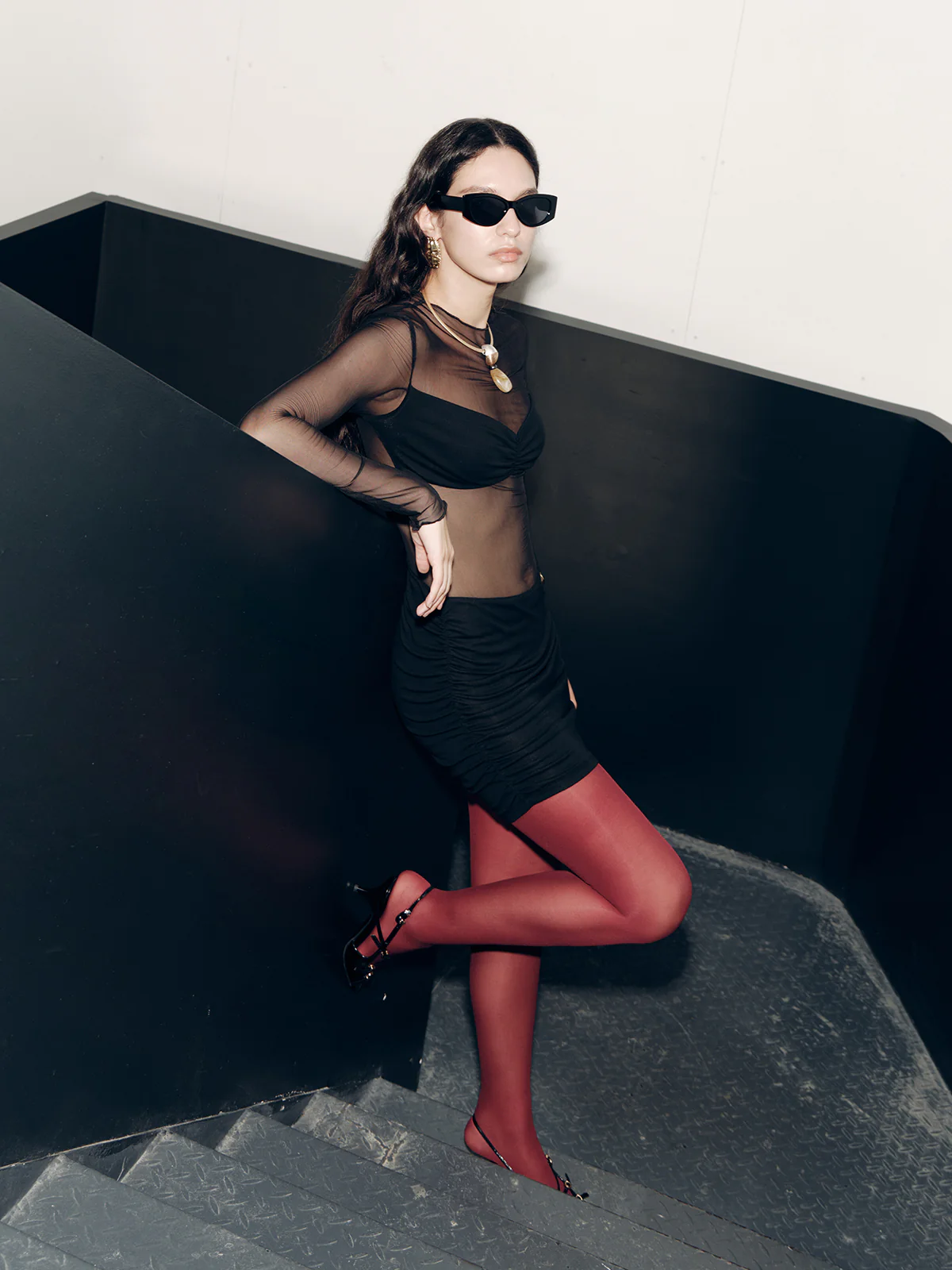 Sheer Mesh Paneled Bodycon Mini Dress - Wholesalesil