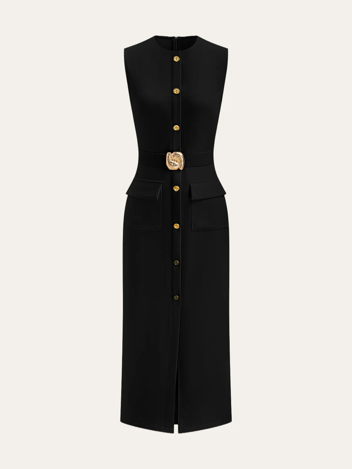 Button-Front Belted Maxi Dress - Wholesalesil