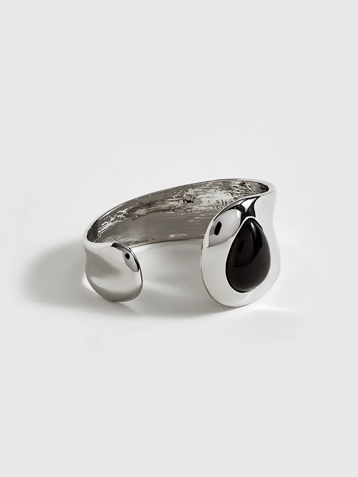 Black Stone Cuff Bracelet - Wholesalesil