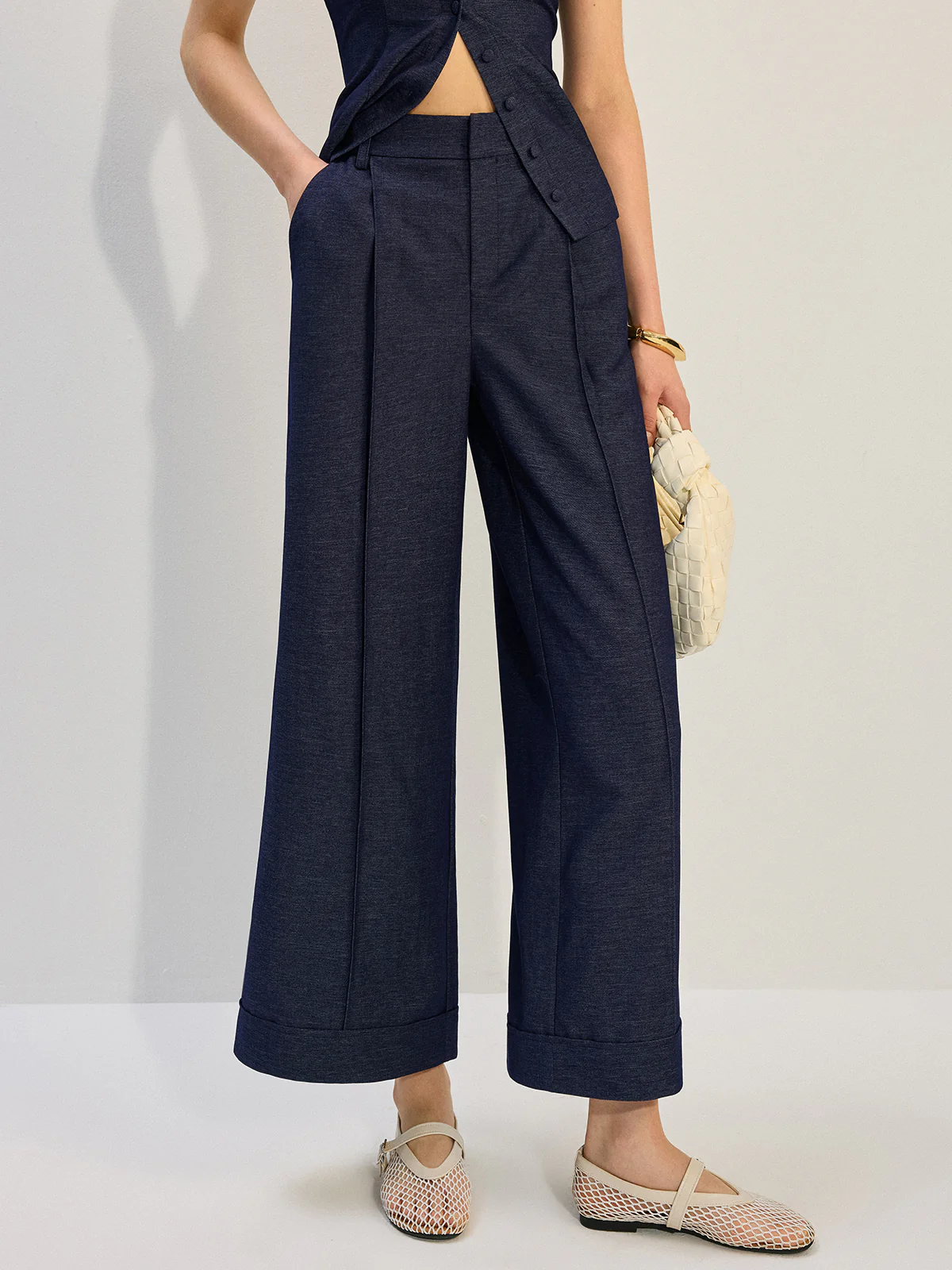 Denim Wide-Leg Pants - Wholesalesil