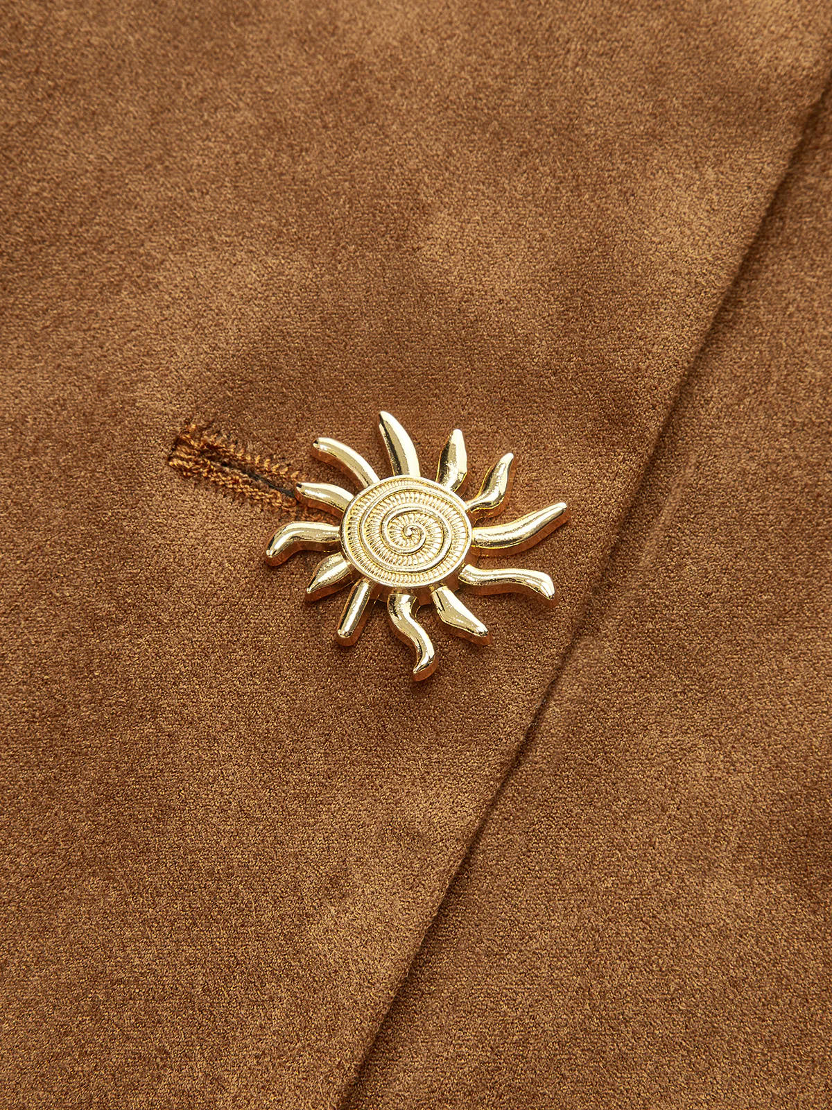 Suede Effect Fitted Metal Button Jacket - Wholesalesil