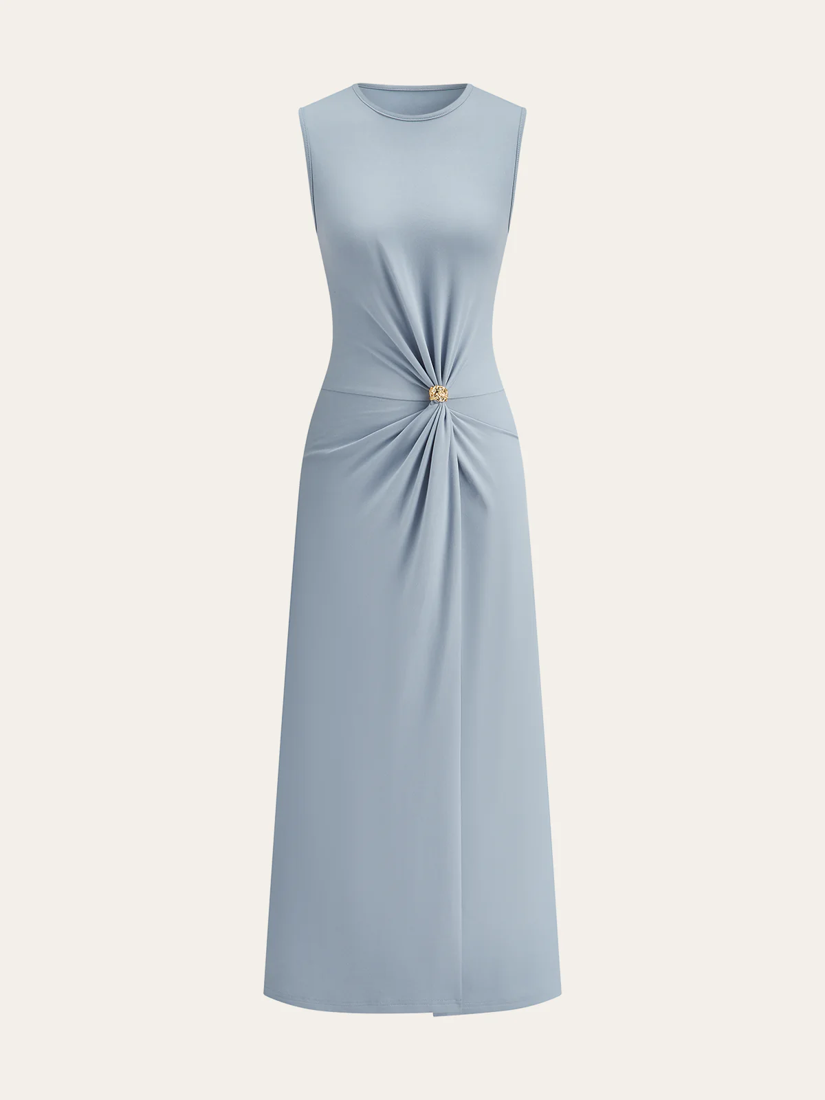 Waist-Twist Metal Buckle Maxi Dress - Wholesalesil