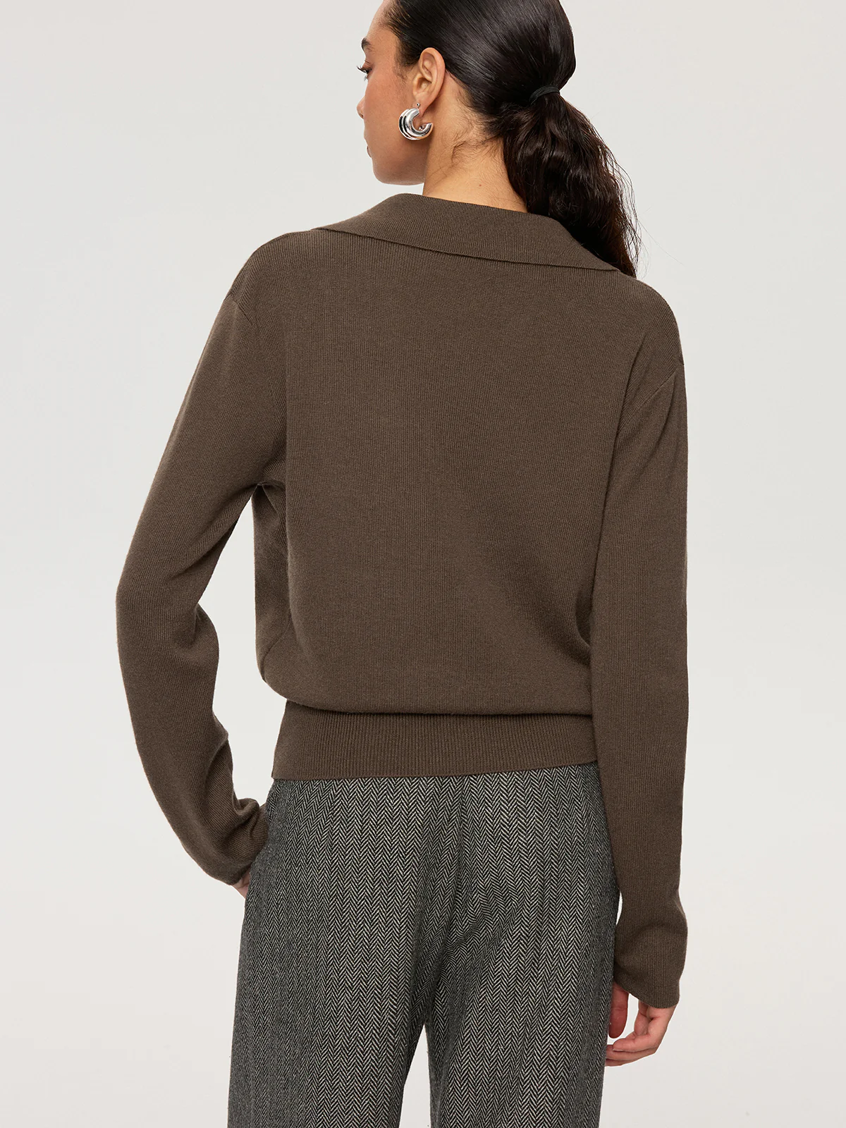 2 in 1 Color-Block Wool Blend Polo Collar Sweater - Wholesalesil