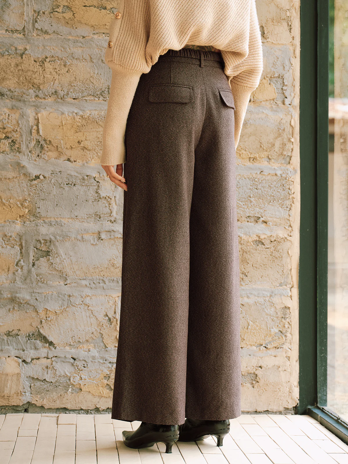 High-Waist Pleated Wide-Leg Pants - Wholesalesil