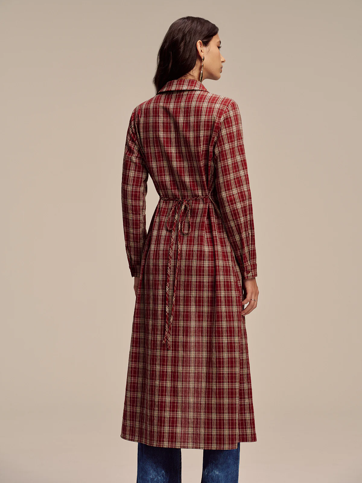 Plaid Button Front Shirt Dress - Wholesalesil