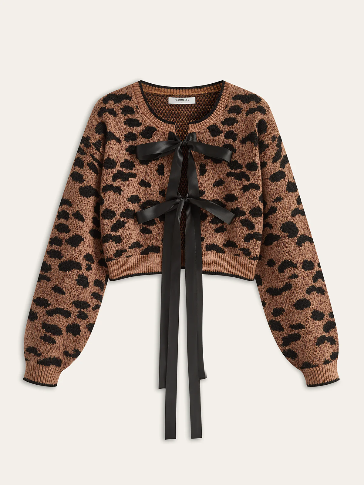 Leopard Print Bow Tie Cardigan - Wholesalesil