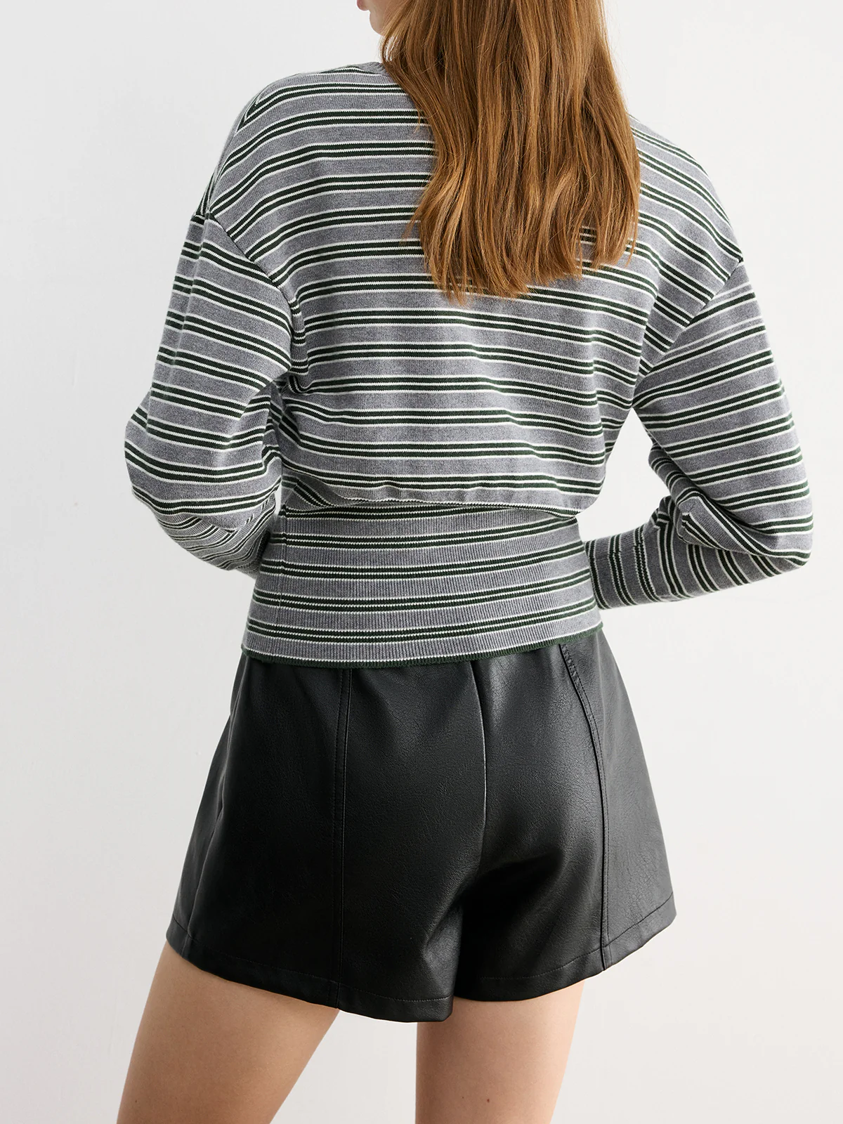 Waist Cinched Stripe Cardigan - Wholesalesil