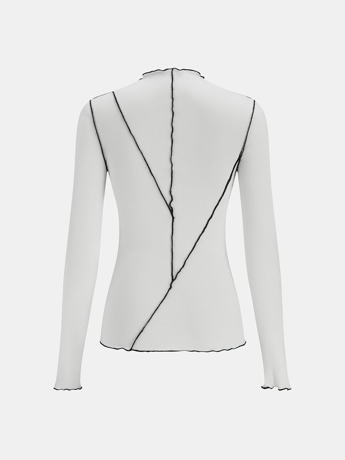 Contrast Stitch Round Neck Long-sleeve Top - Wholesalesil