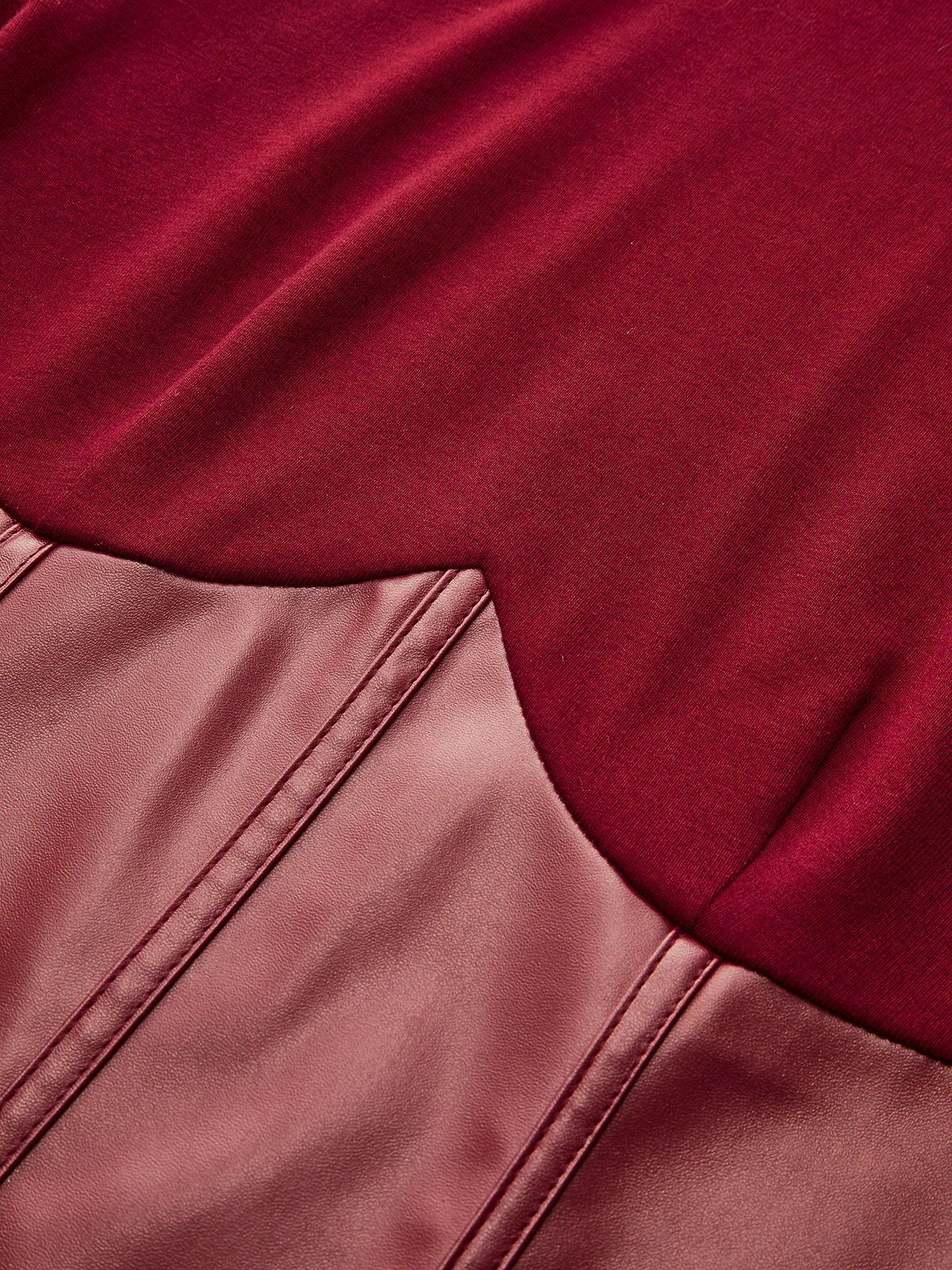 Faux Leather Corset Paneled Mock Neck Top - Wholesalesil