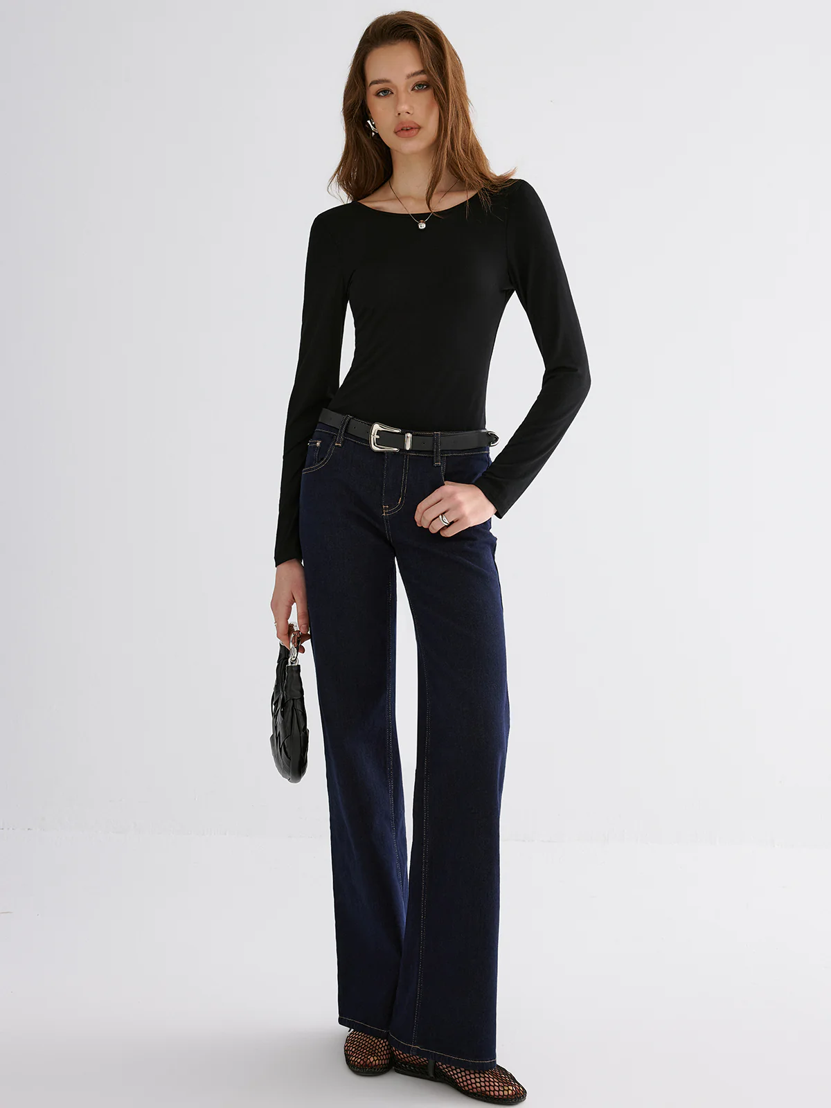 Butterfly Lace Back Long Sleeve Shirt - Wholesalesil