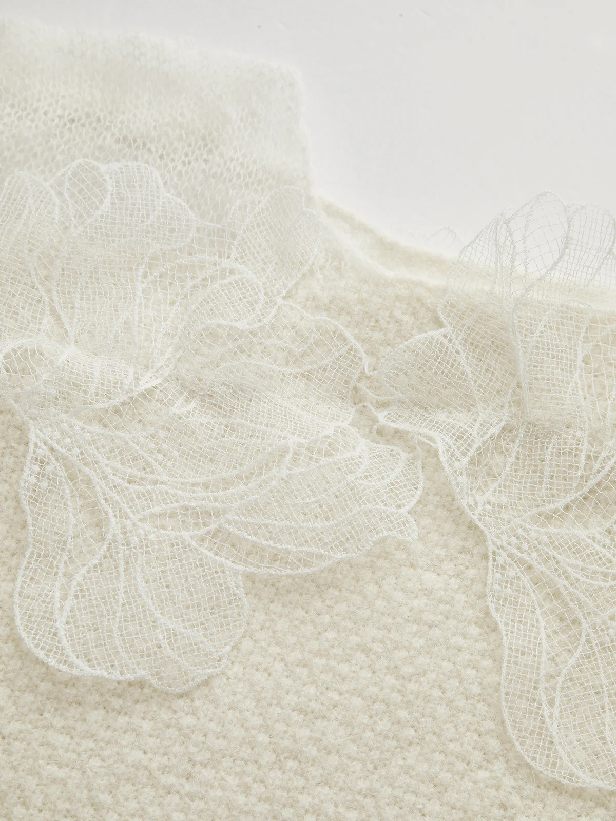 Floral lace Sweater Semi Sheer Round Neck Sweater - Wholesalesil